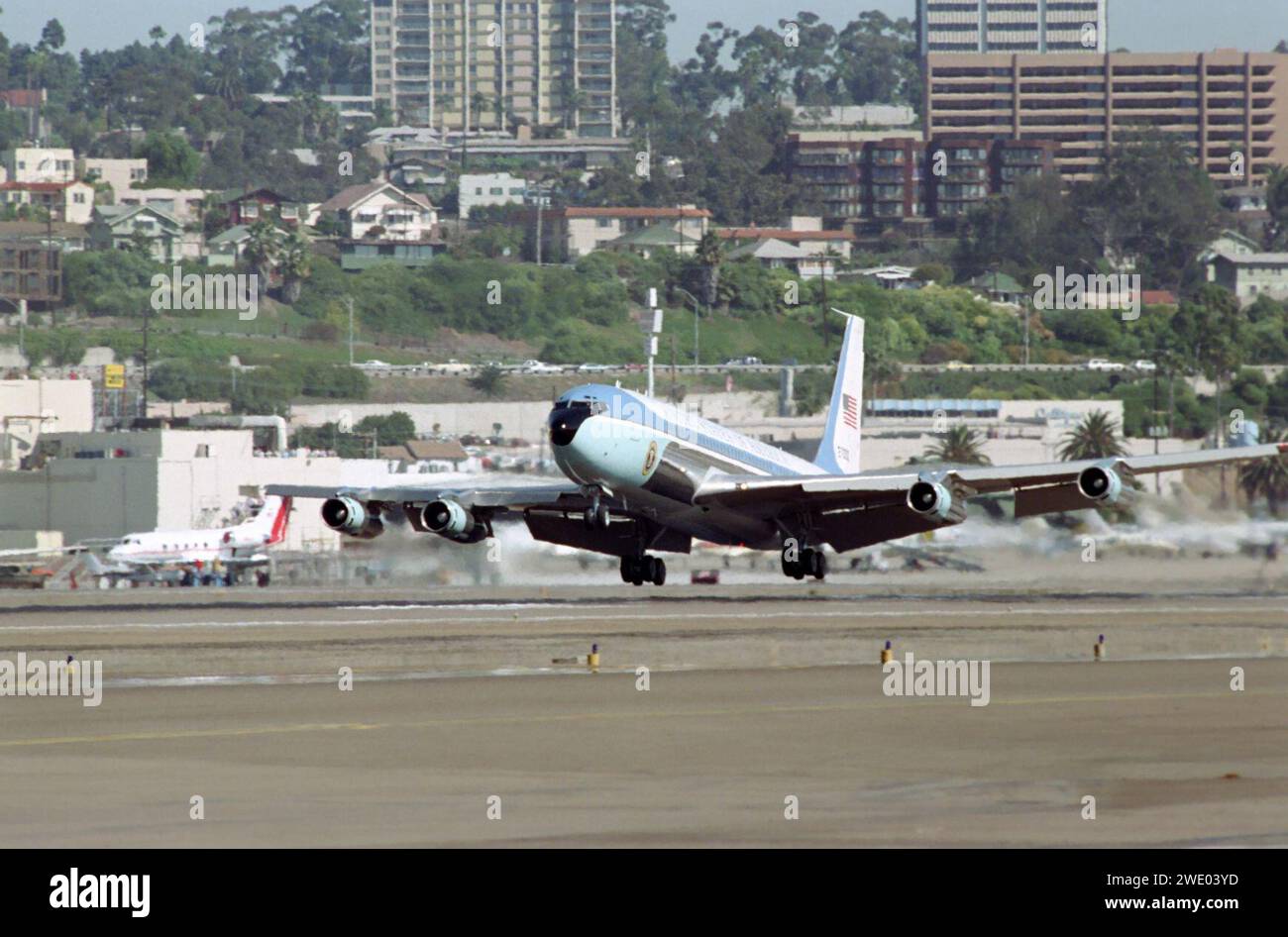 Air Force One Landing at San Diego International Airport, October 22, 1984. Stock Photo