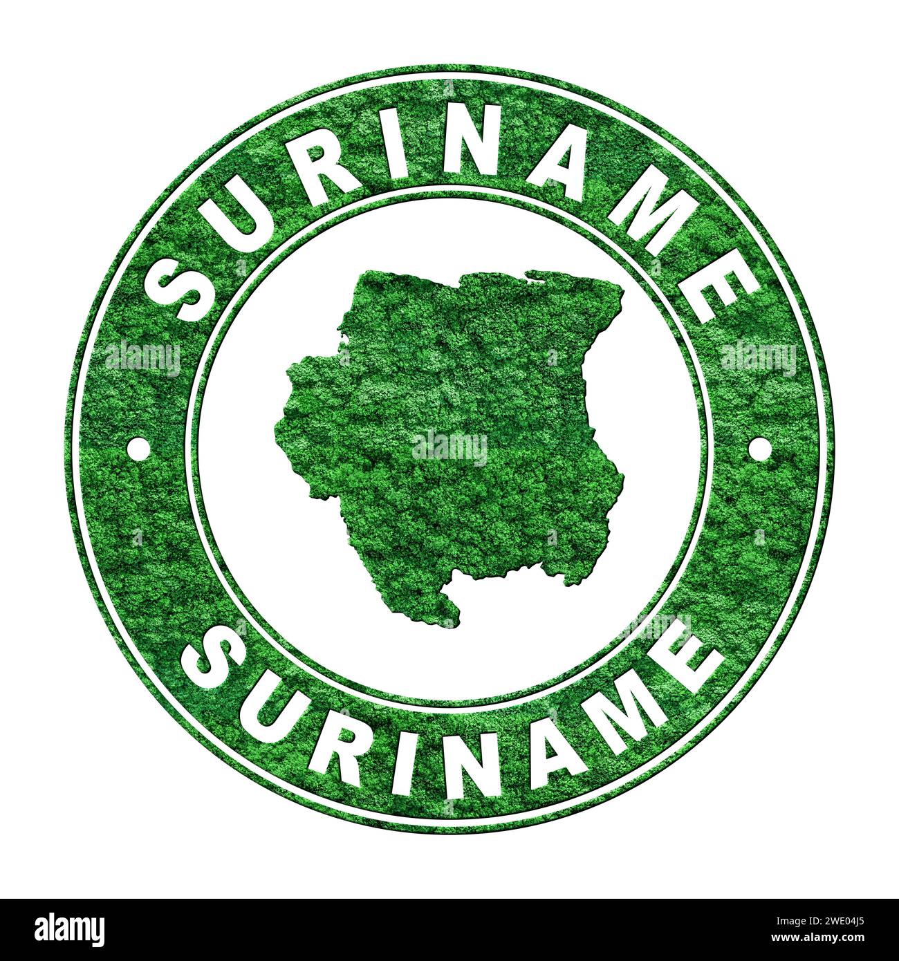 Map of Suriname, CO2 emission concept, Clipping Path Stock Photo