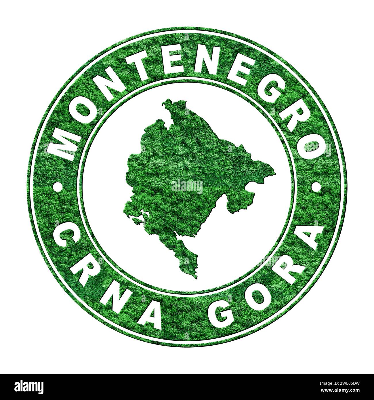 Map of Montenegro, CO2 emission concept, Clipping Path Stock Photo