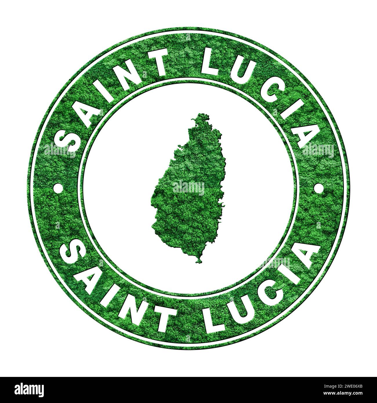 Map of Saint Lucia, CO2 emission concept, Clipping Path Stock Photo