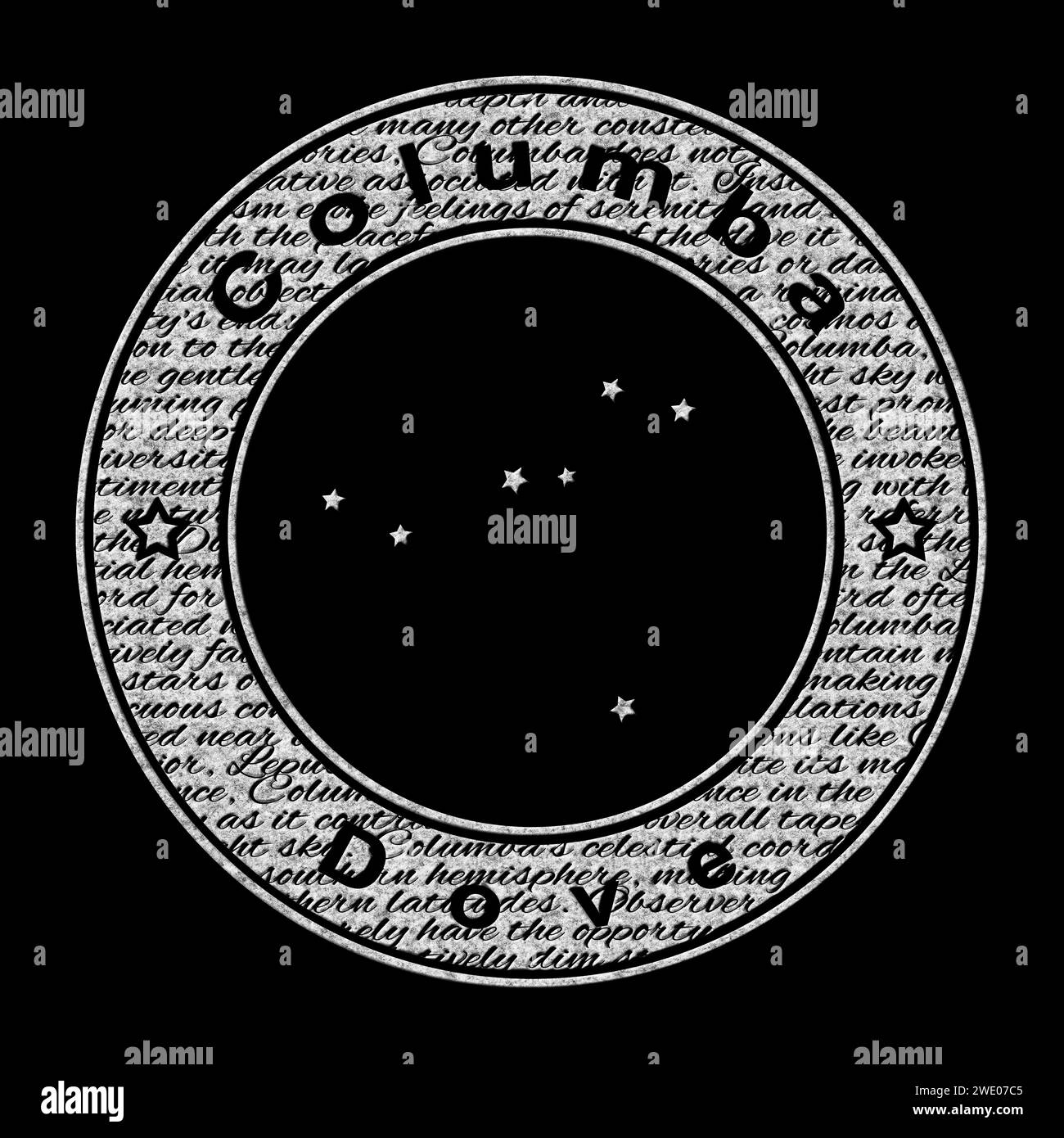 Columba Star Constellation, On Black Background, Dove Constellation Stock Photo