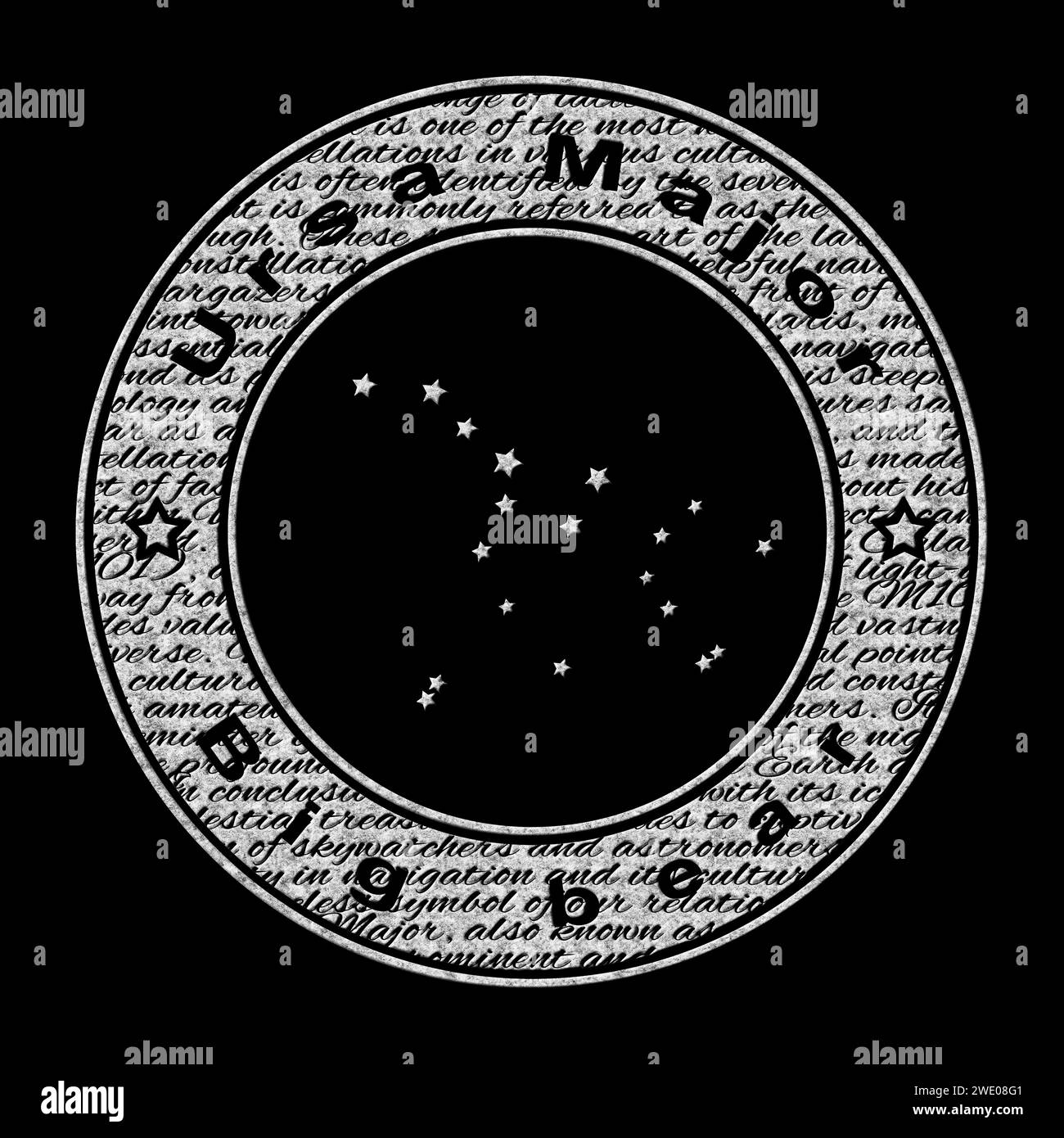 Ursa Major Star Constellation, On Black Background, Great Bear Constellation Stock Photo