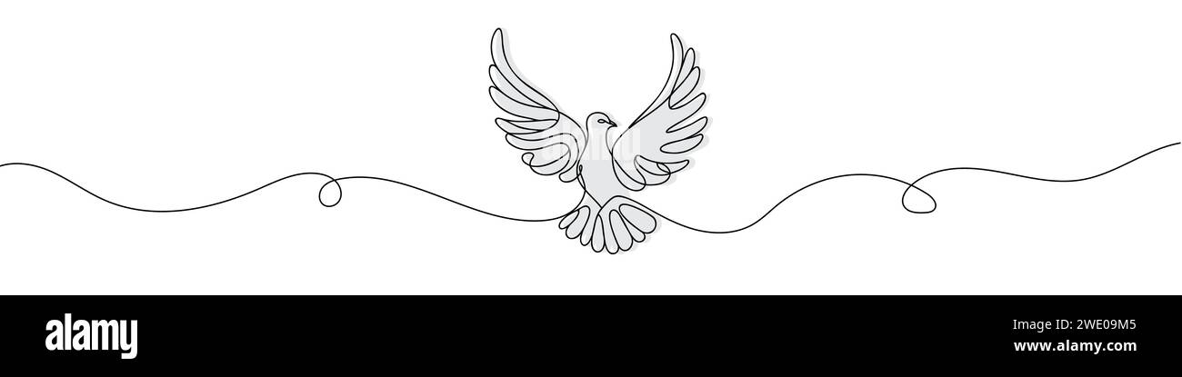 dove drawn in a continuous single line Stock Vector