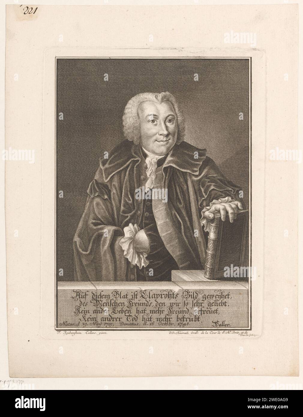 Portrait van Martin Heinrich Klaproth, Georg Daniel Heumann, After F. Rebenstein, 1748 - 1759 print   paper engraving historical persons Stock Photo