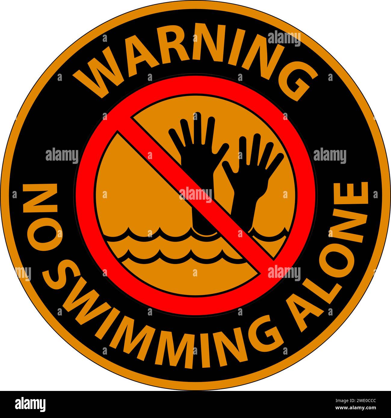 Pool Safety Sign Warning, No Swimming Alone Stock Vector Image & Art
