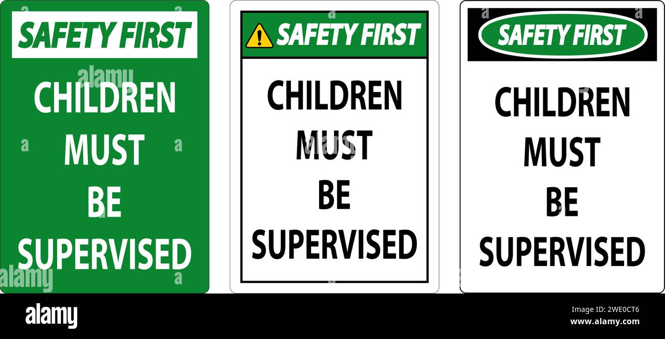 Pool Safety First Sign, Children Must be Supervised Stock Vector Image ...