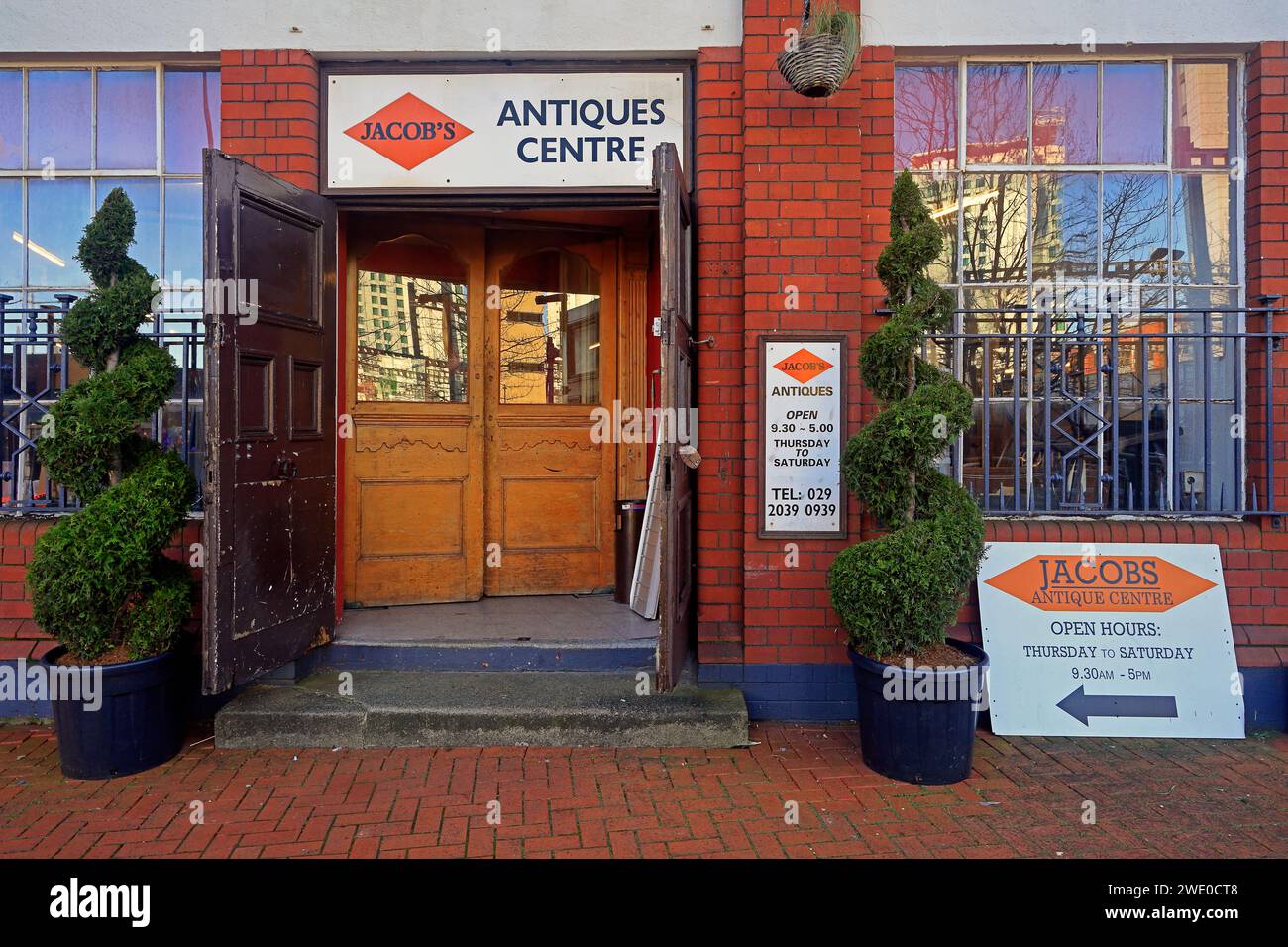 Main entrance at Jacob's Market Antiques Centre, Cardiff city centre