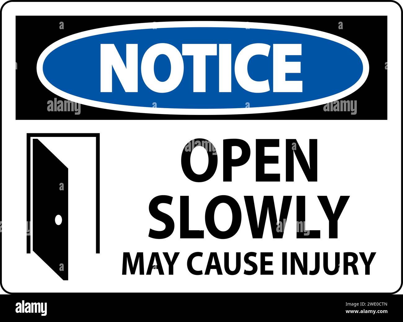 Fresh Look at Notice Sign Open Slowly May Cause Injury Stock Vector Image
