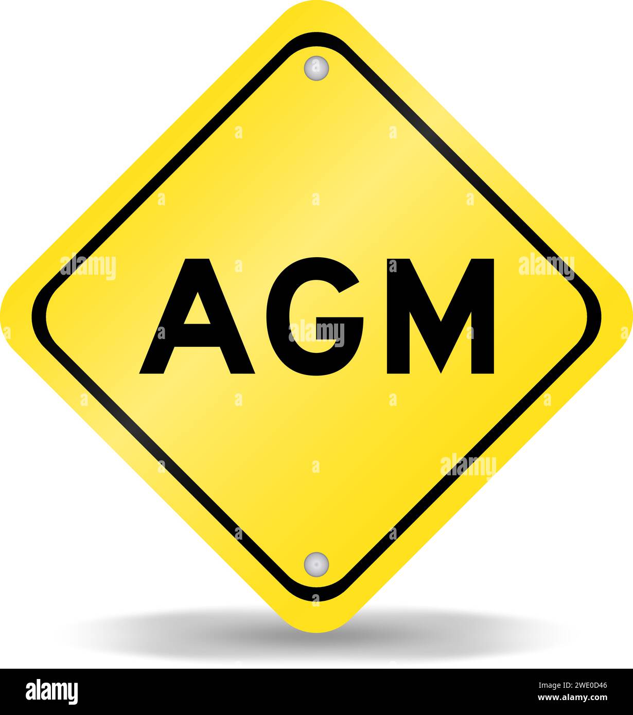 Yellow color transportation sign with word AGM (Abbreviation of annual general meeting) on white background Stock Vector