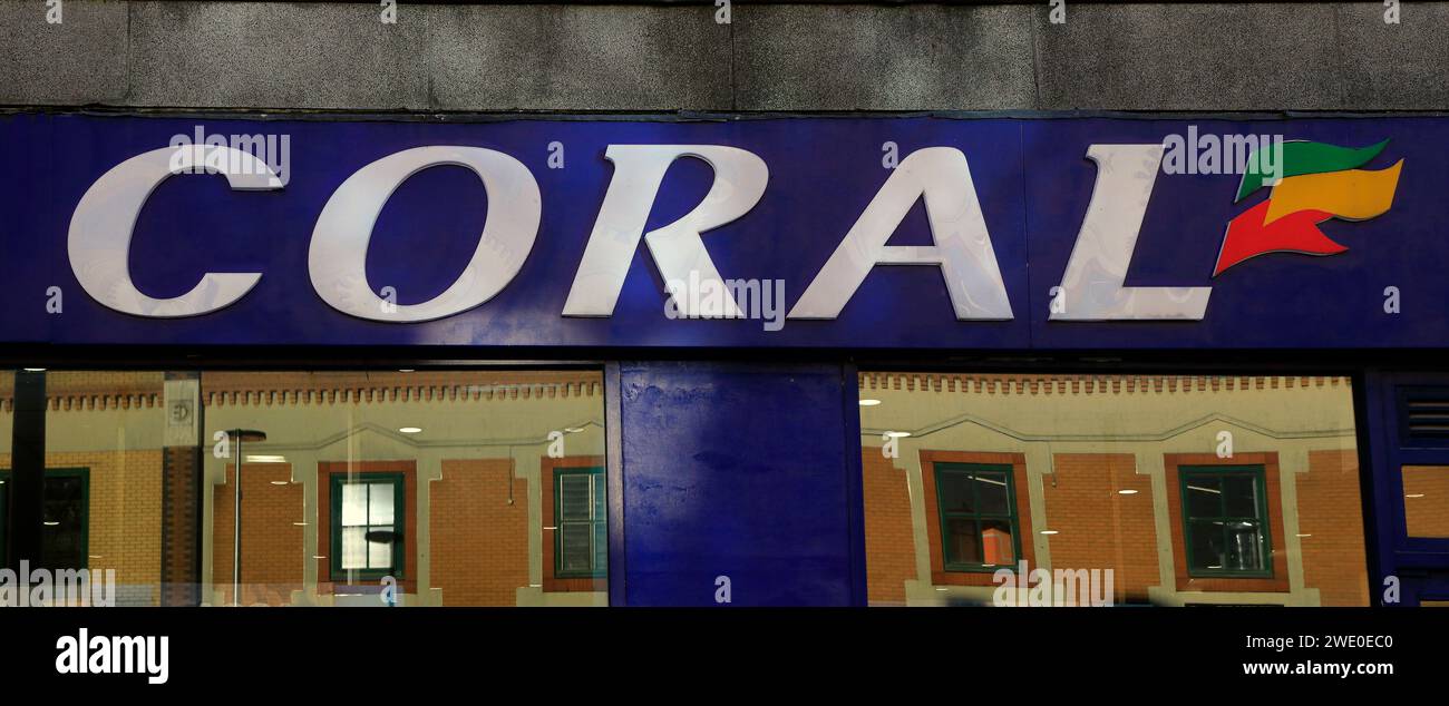 Coral Bookmakers, Cardiff city centre. Taken January 2024 Stock Photo