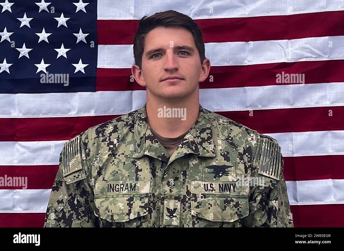 Washington, United States. 22nd Jan, 2024. The U.S. Navy has identified Special Warfare Operator 2nd Class Nathan Gage Ingram, 27, on Monday, January 22, 2024 as one of two Navy Seals that were lost at sea during a nighttime raid on a ship near Somalia on January 11, 2024. Officials say the search-and-rescue effort was formally declared a recovery mission as Ingram was declared dead. Photo by U.S. Navy/UPI Credit: UPI/Alamy Live News Stock Photo
