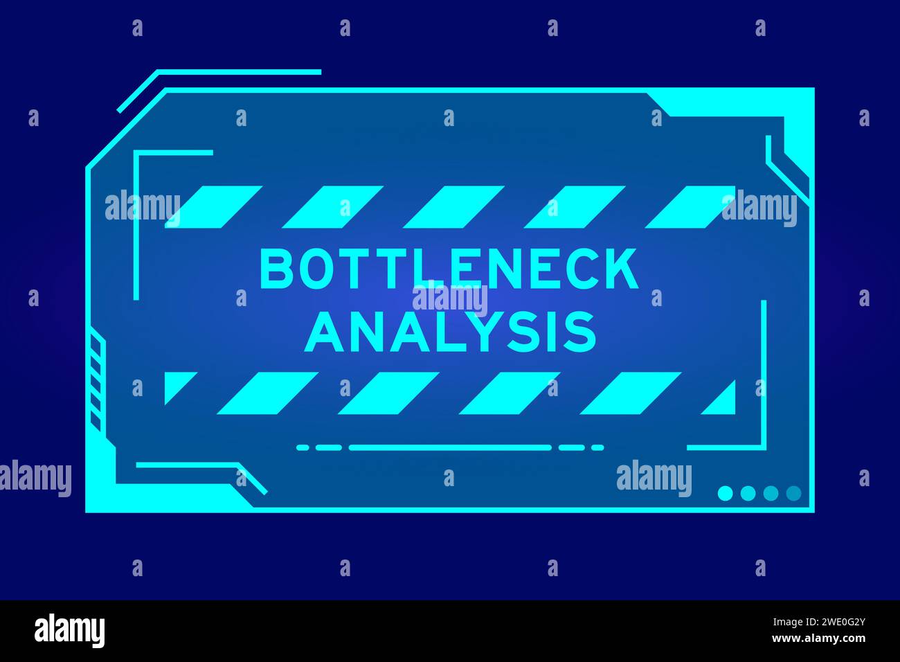 Blue color of futuristic hud banner that have word bottleneck analysis on user interface screen on black background Stock Vector