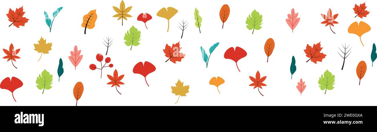 Autumn elements set decoration . Background banner border isolated vector illustration design Stock Vector