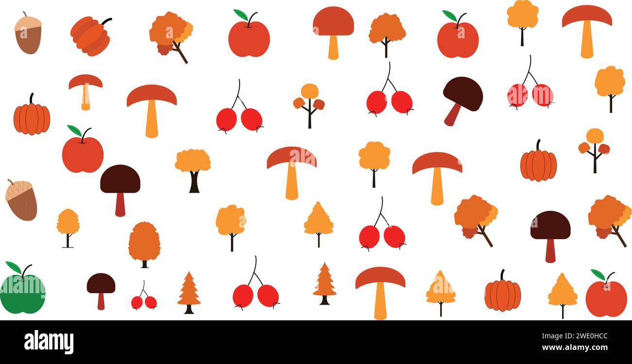 Autumn elements set decoration . Background banner border isolated vector illustration design Stock Vector
