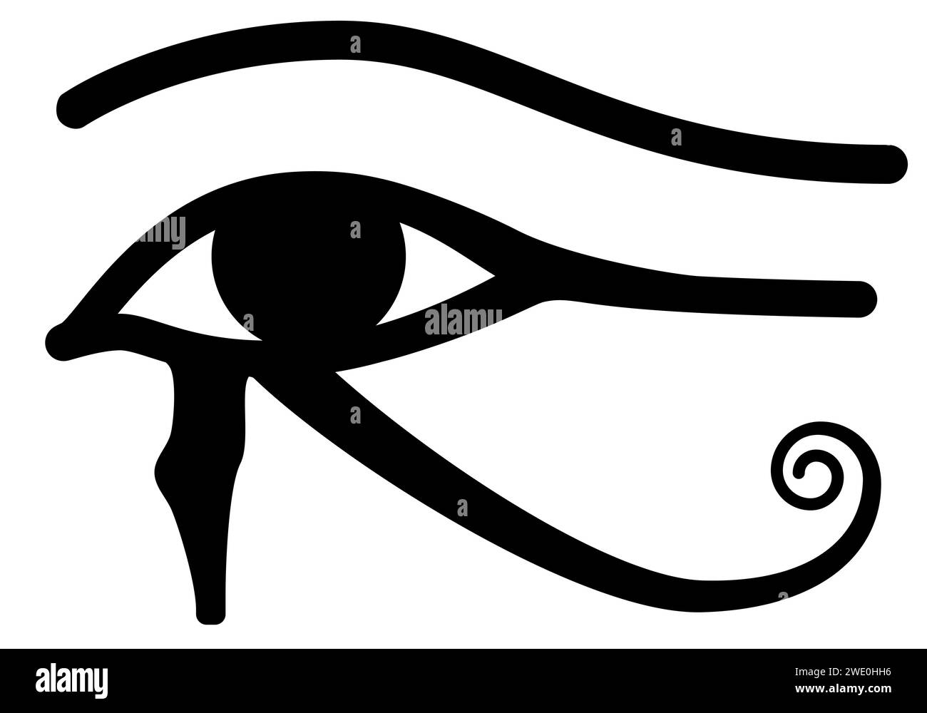 Eye of Horus, black and white vector silhouette illustration of ancient Egyptian hieroglyphic symbol, isolated on white Stock Vector