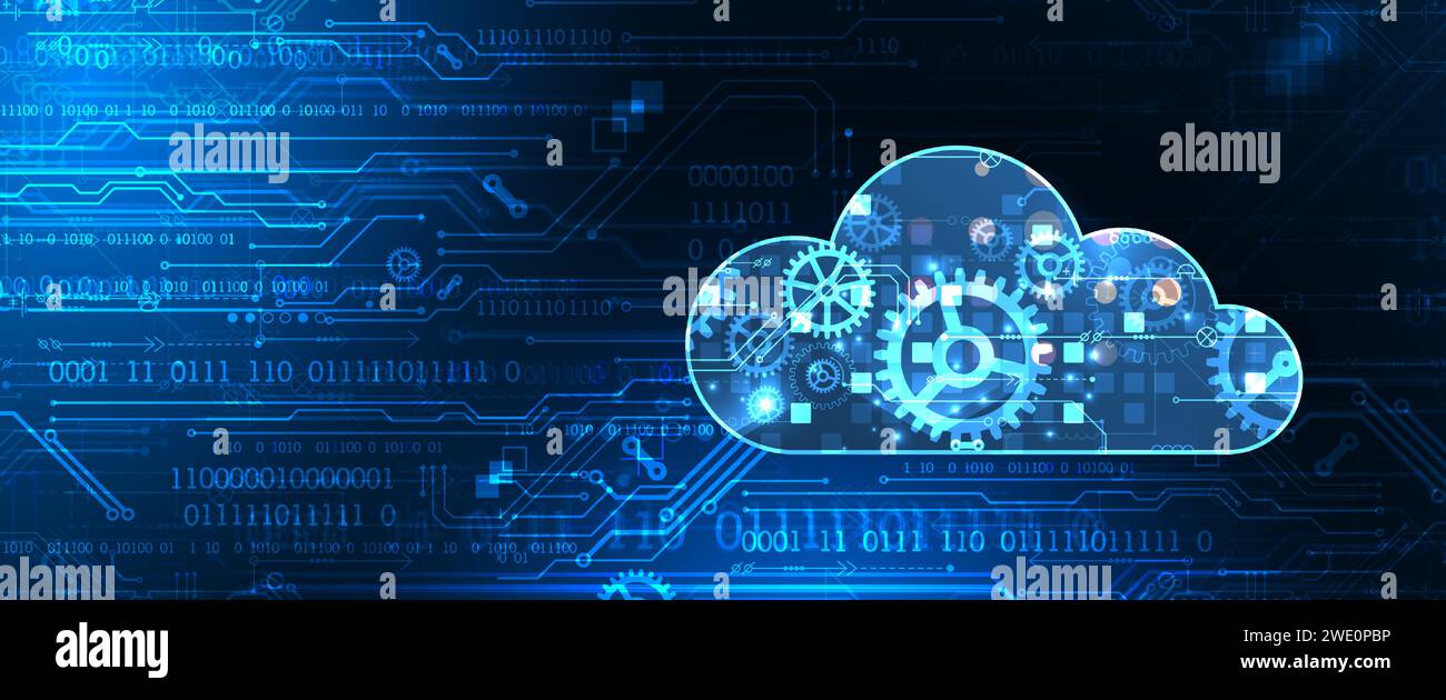 Cloud computing concept.Abstract connection technology background. Hand drawn vector. Stock Vector