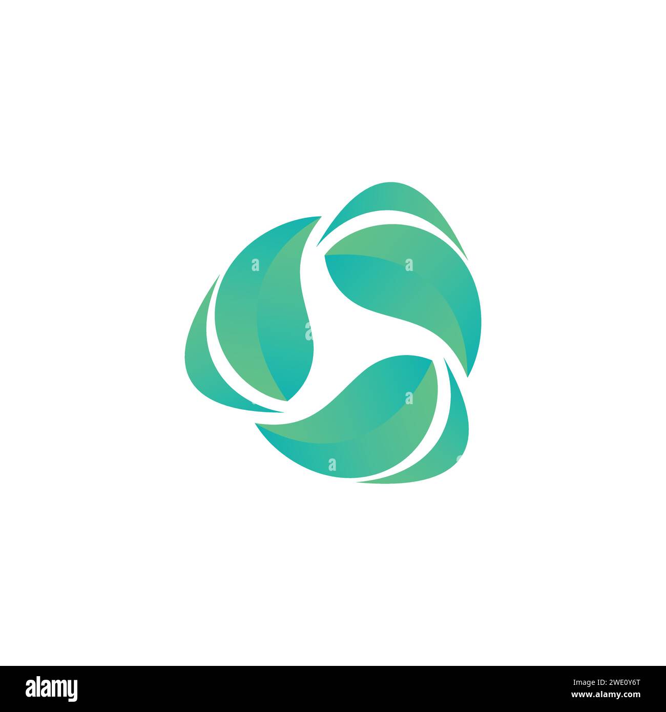 Abstract leaf cycle logo twisted green vector design template. Vector