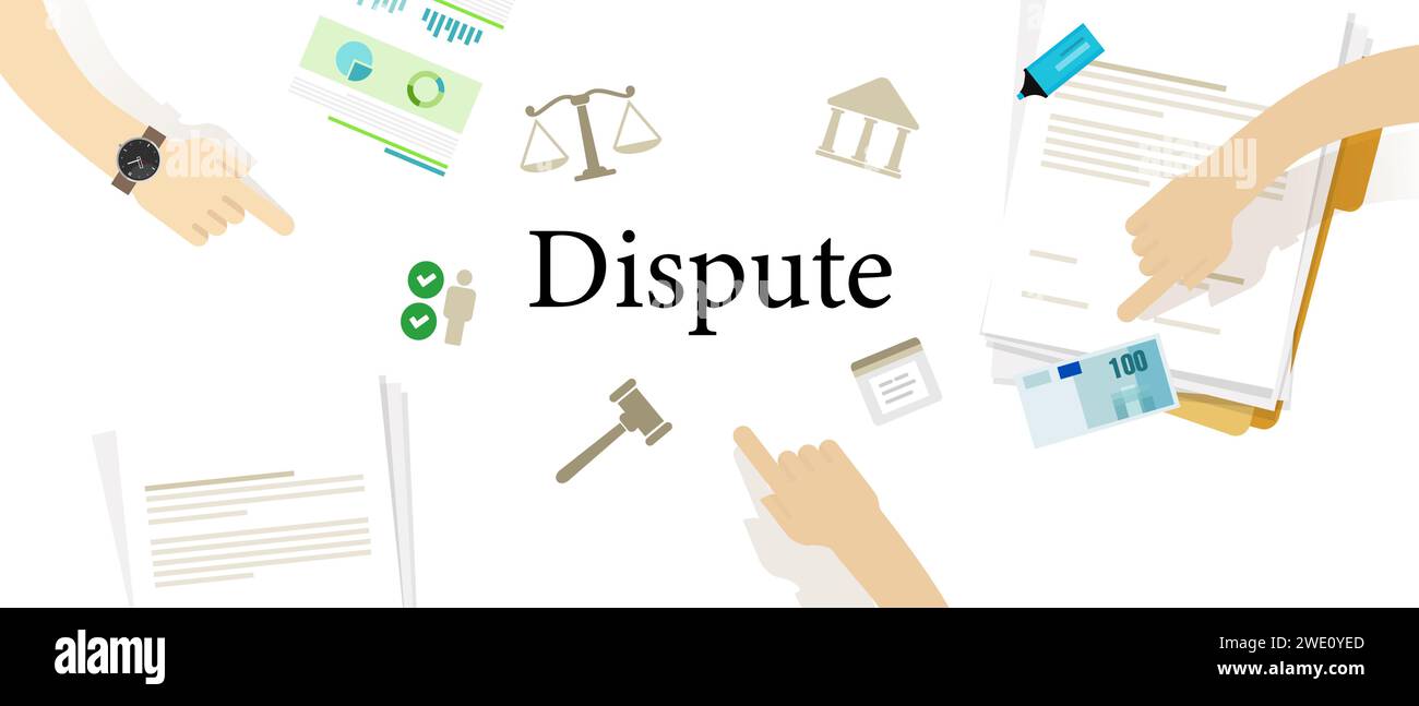 Dispute and conflict resolution mediation concept in law legal disputes Stock Vector