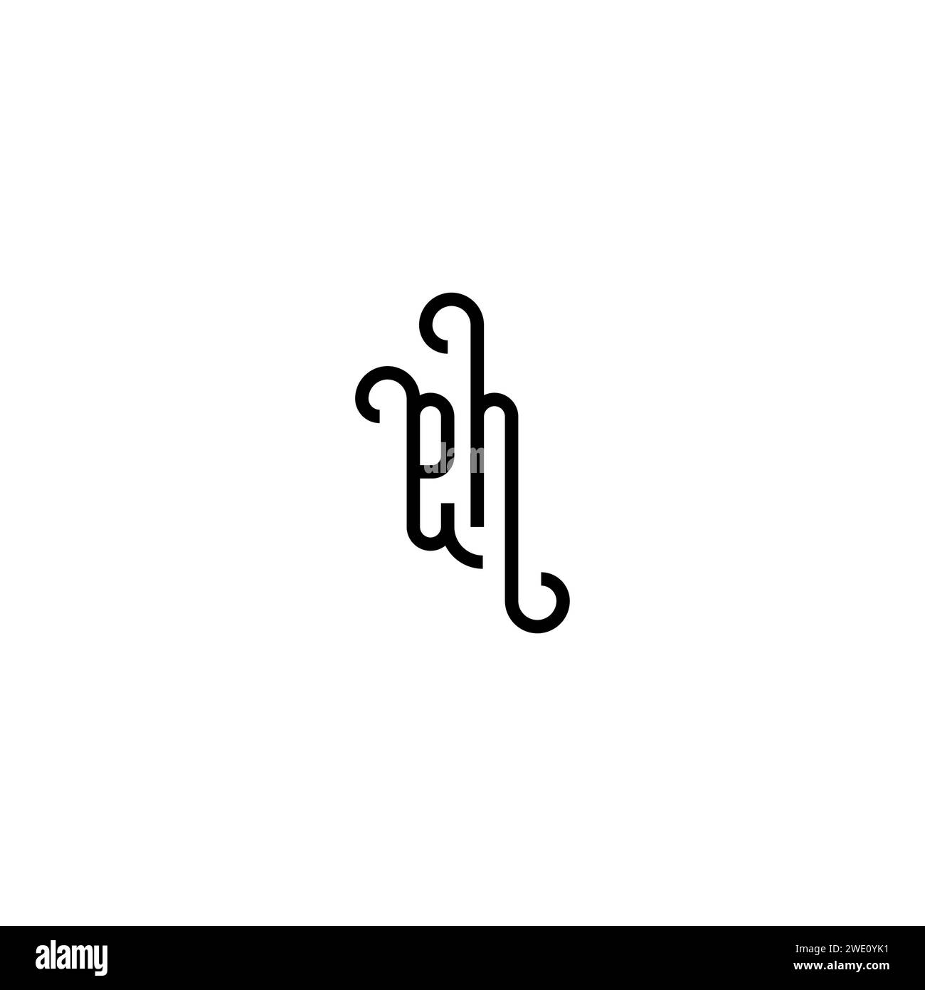 EN simple curved concept initial logo design black and white background ...