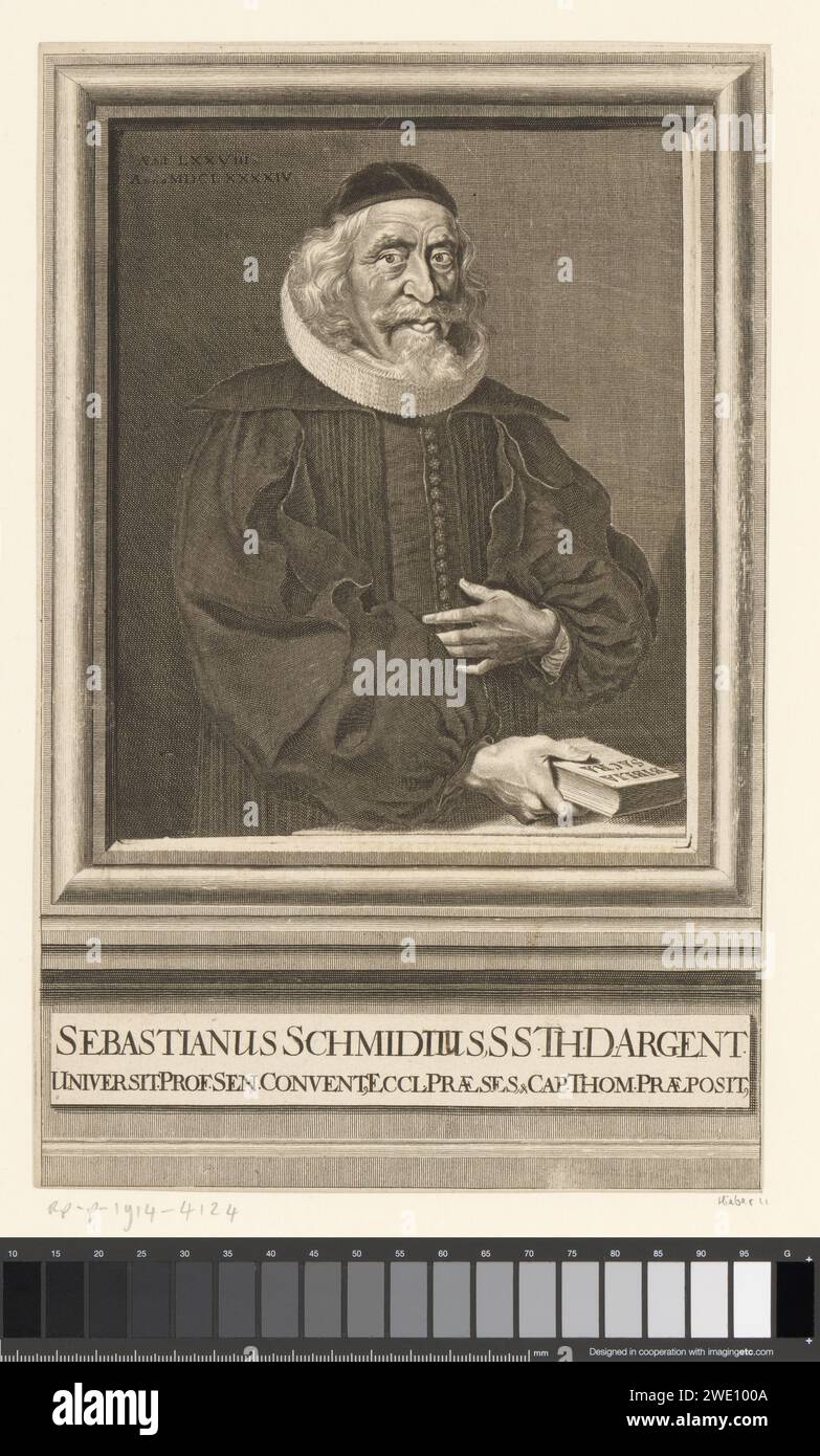 Portrait of Sebastian Schmidt, Johann Adam Seupel, 1672 - 1717 print   paper engraving historical persons. book Stock Photo