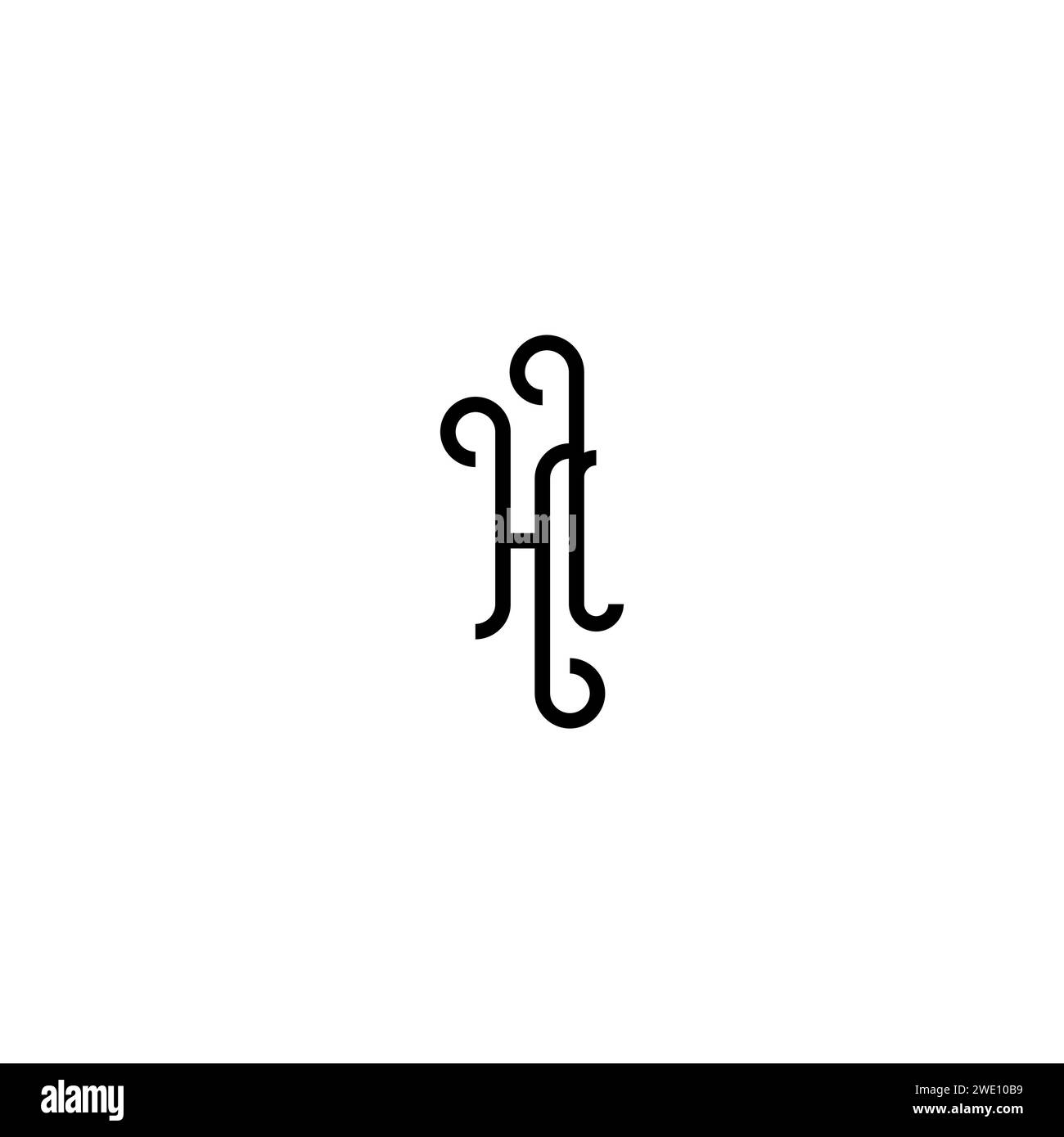 HL simple curved concept initial logo design black and white background ...