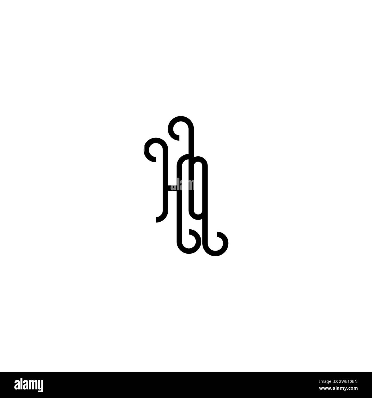 HO simple curved concept initial logo design black and white background ...