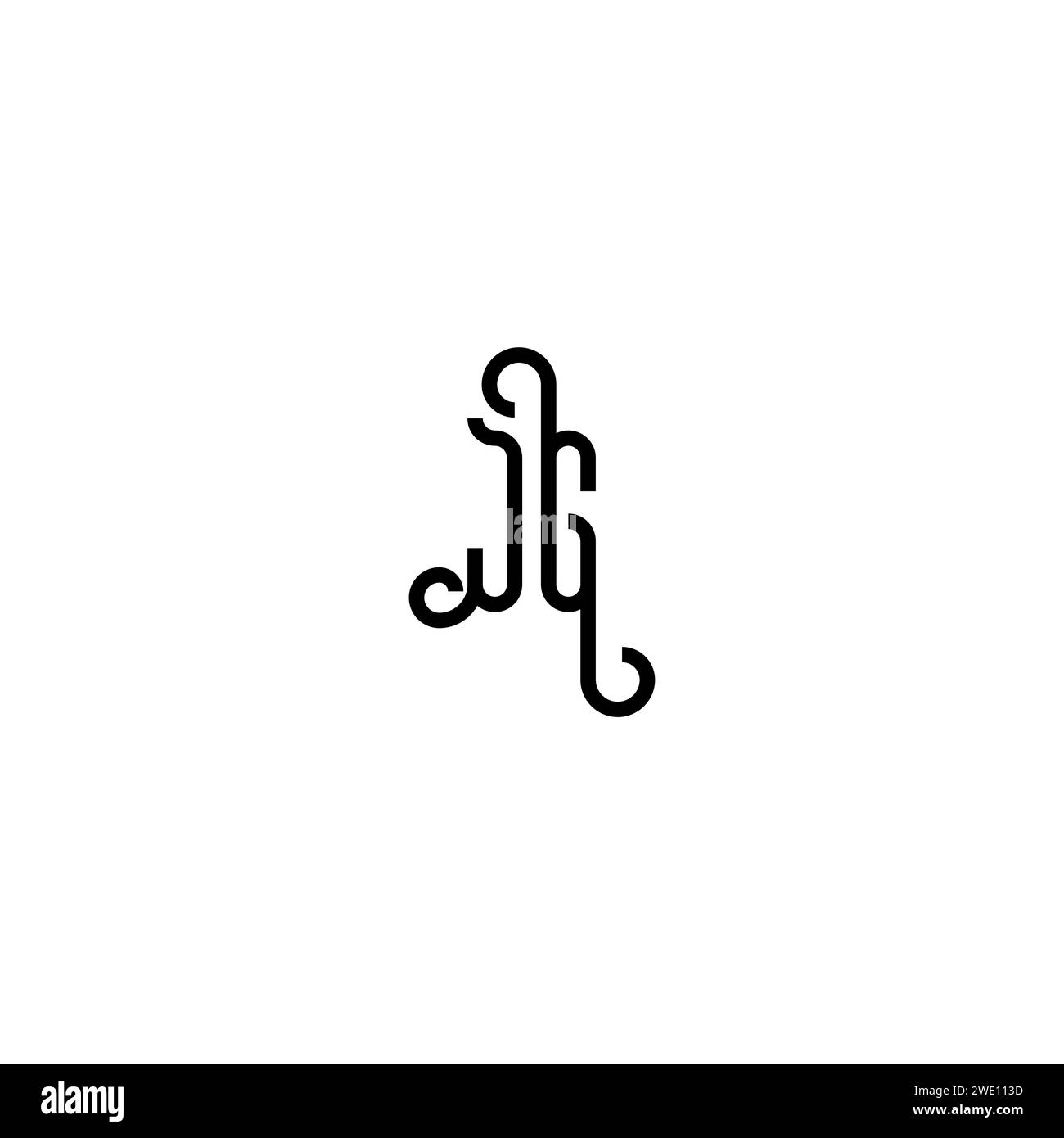 JG simple curved concept initial logo design black and white background ...