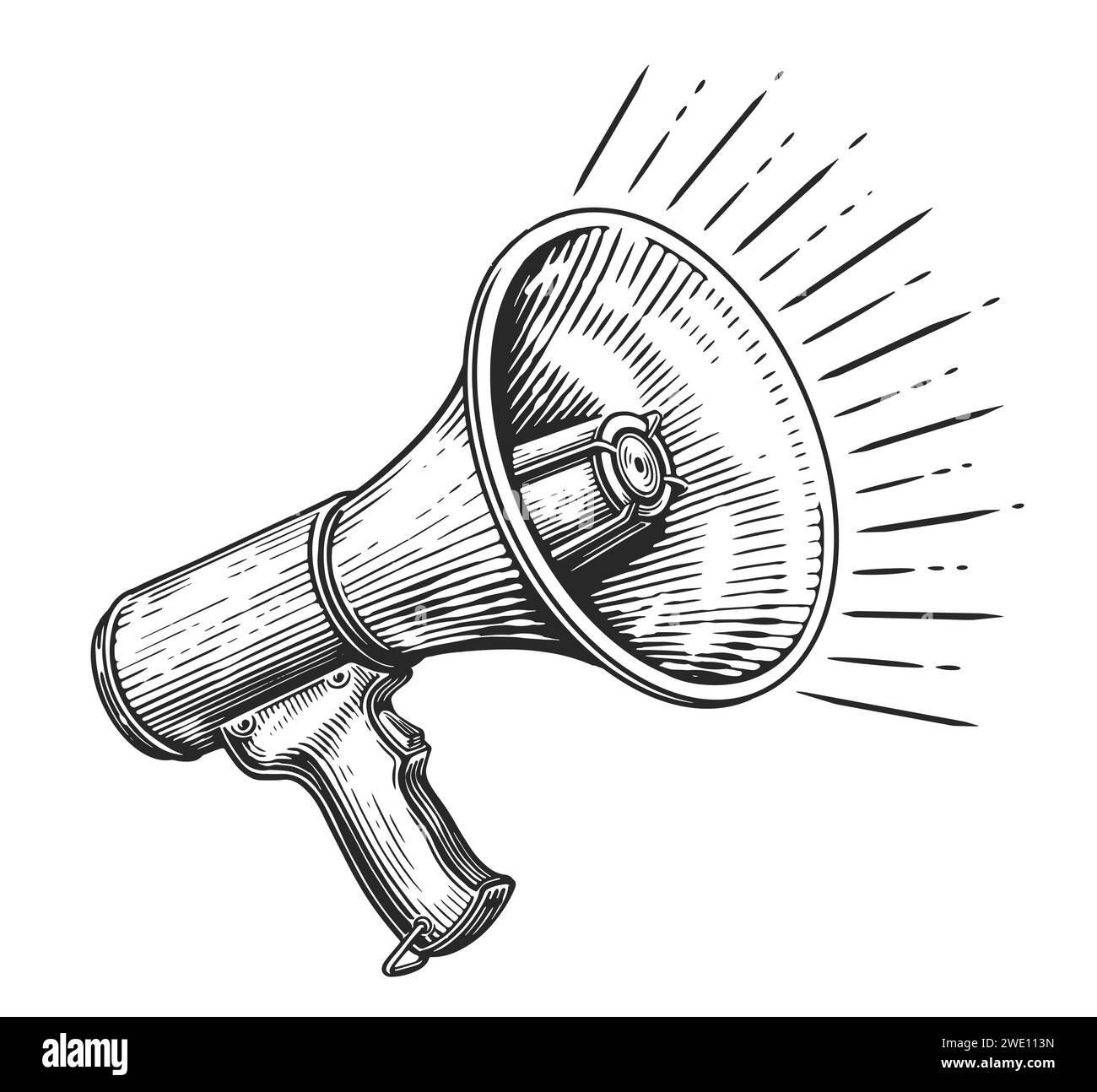 Retro megaphone. Screaming bullhorn advertising, announcement