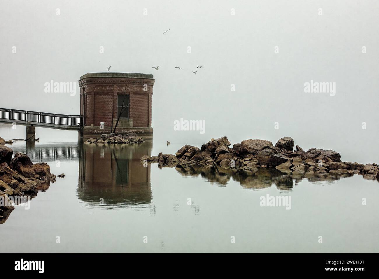 Mysterious foggy landscape rocks hi-res stock photography and images ...