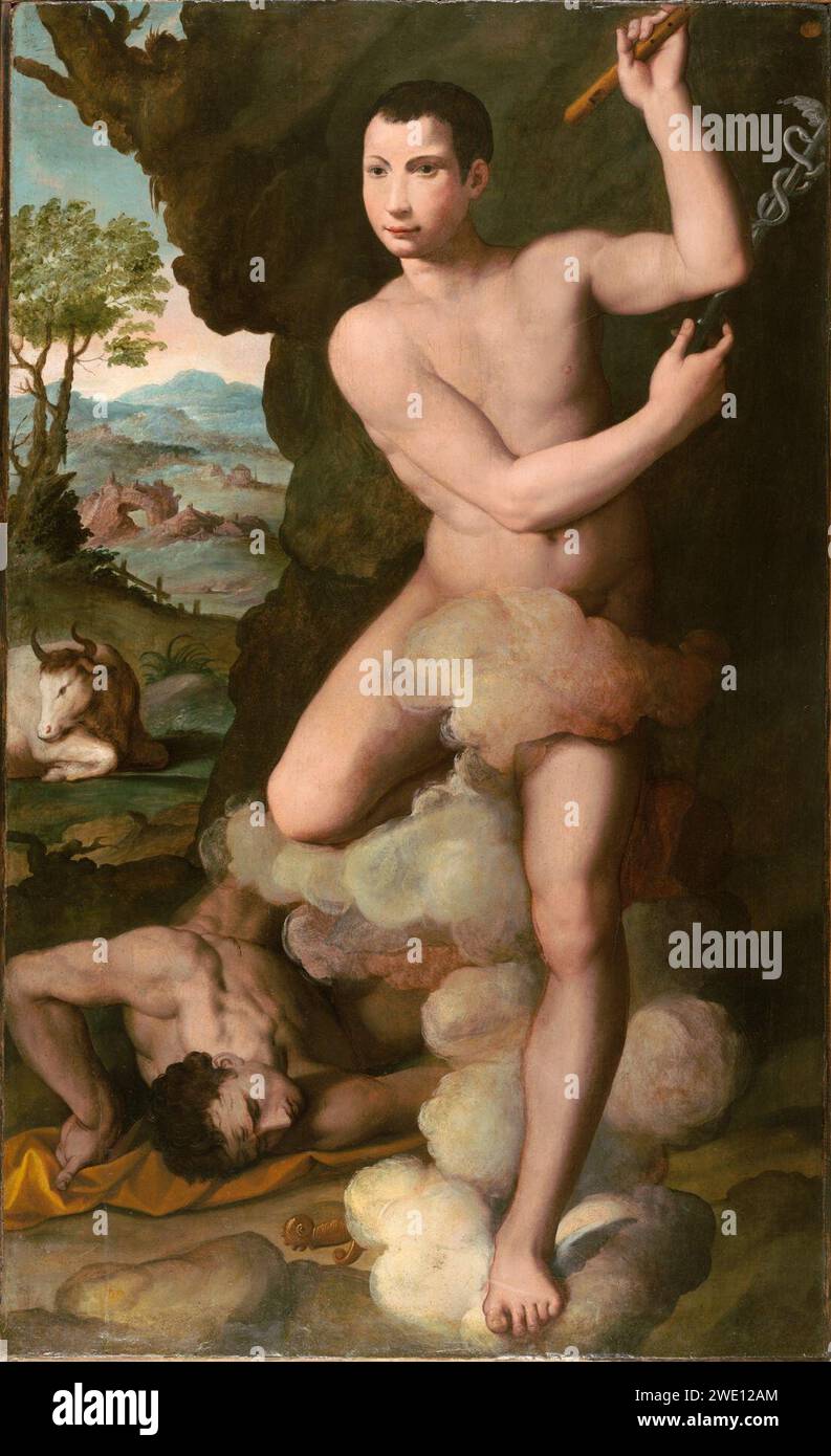Alessandro Allori - Allegorical Portrait of a Young Man in the Guise of Mercury Slaying Argus Stock Photo