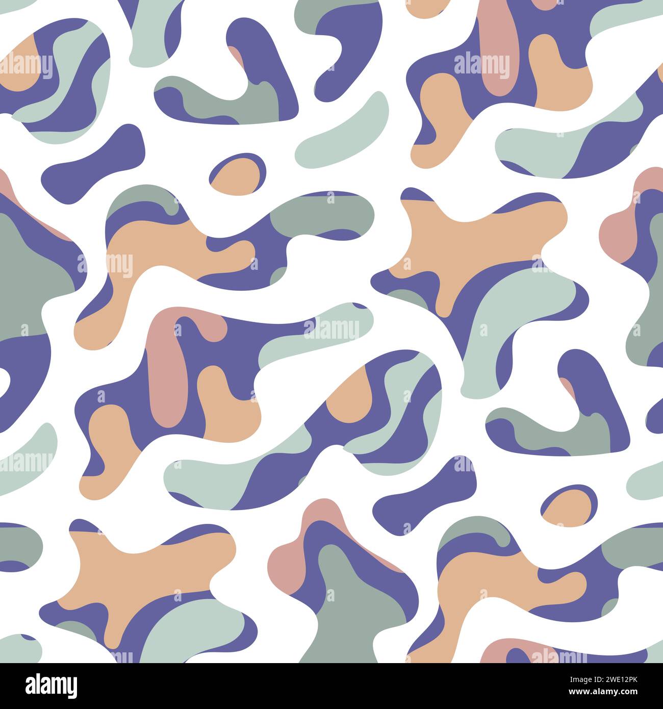 Freeform blob shapes pattern. Abstracts amoeba seamless pattern, freeform organic elements. Stock Vector