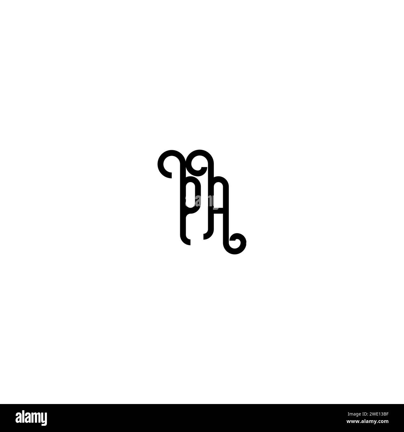 PA simple curved concept initial logo design black and white background ...