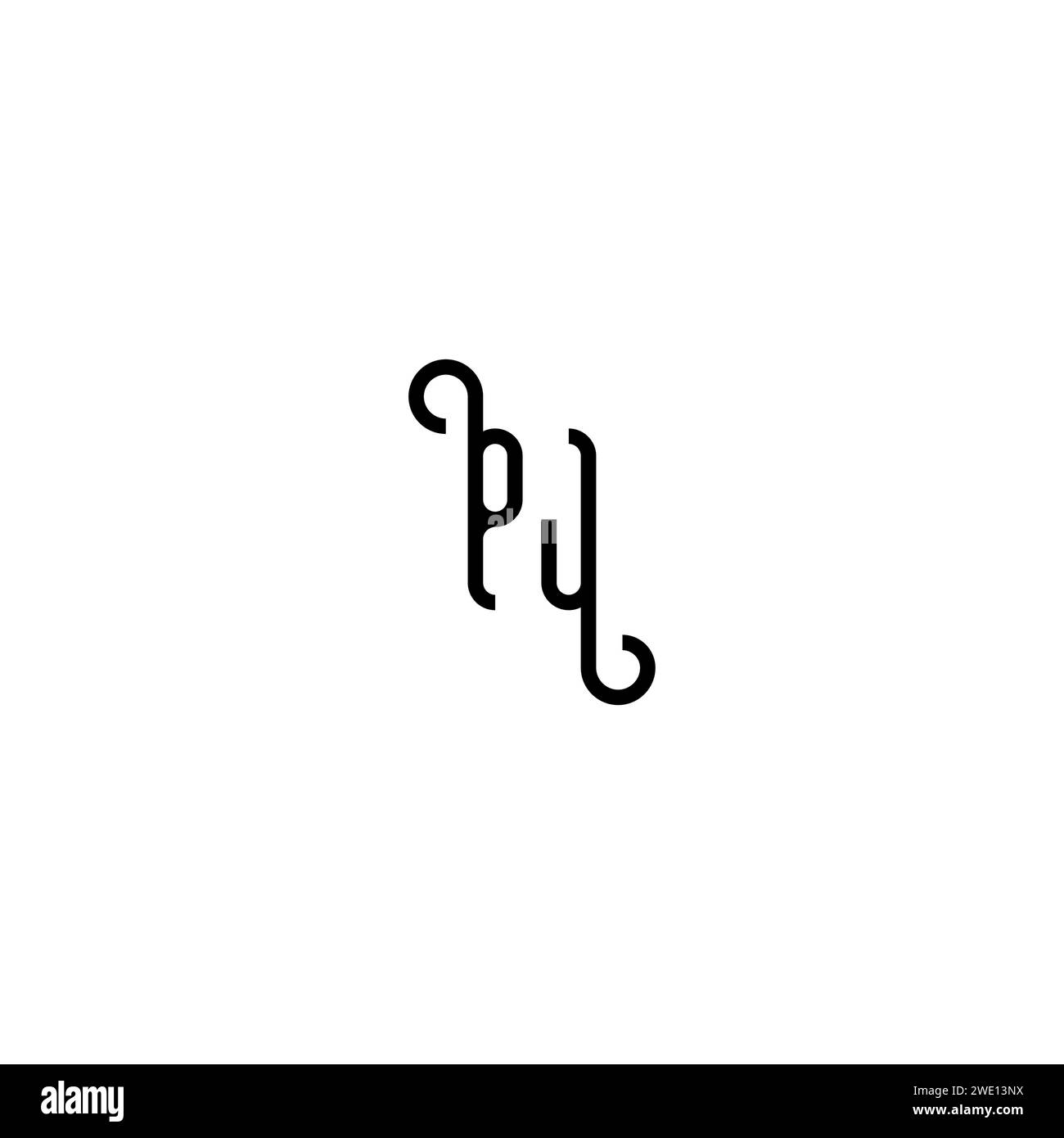 PJ simple curved concept initial logo design black and white background ...