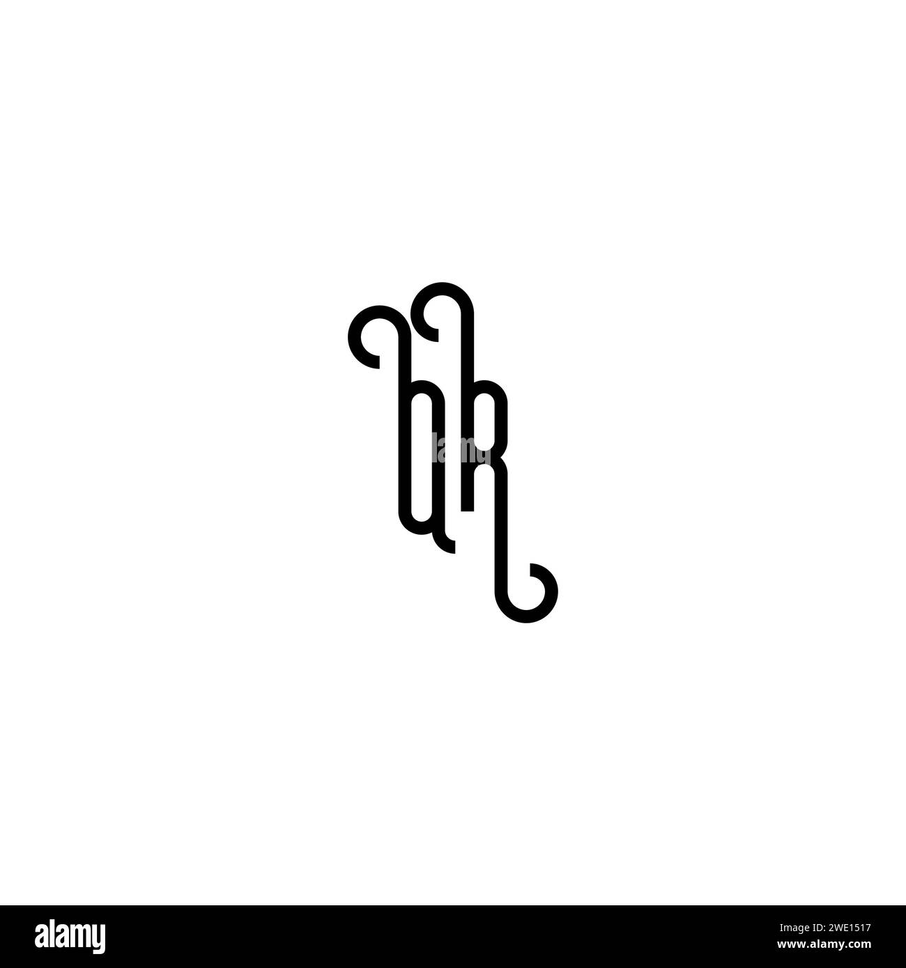 QR simple curved concept initial logo design black and white background ...