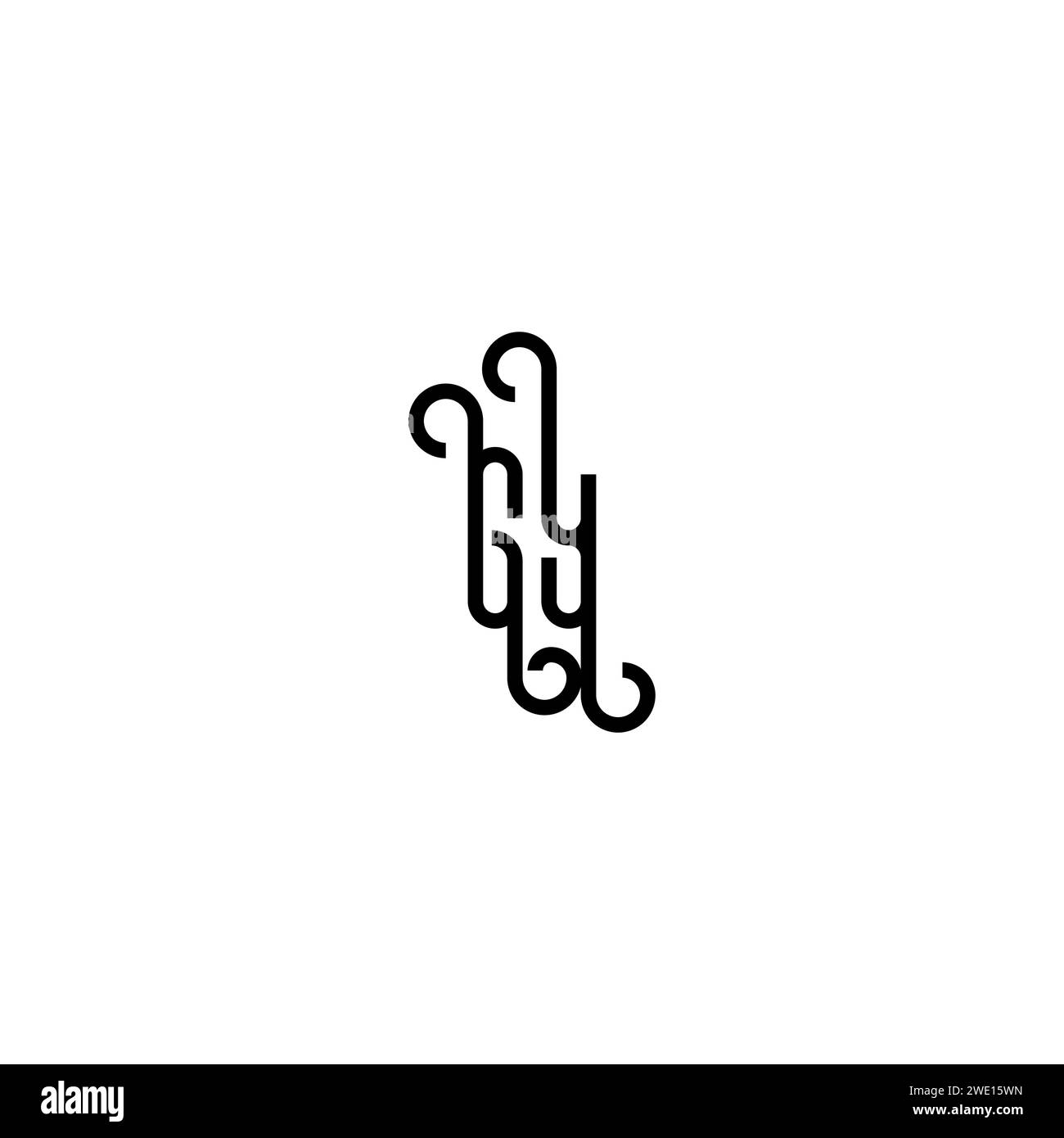 GY simple curved concept initial logo design black and white background Stock Vector