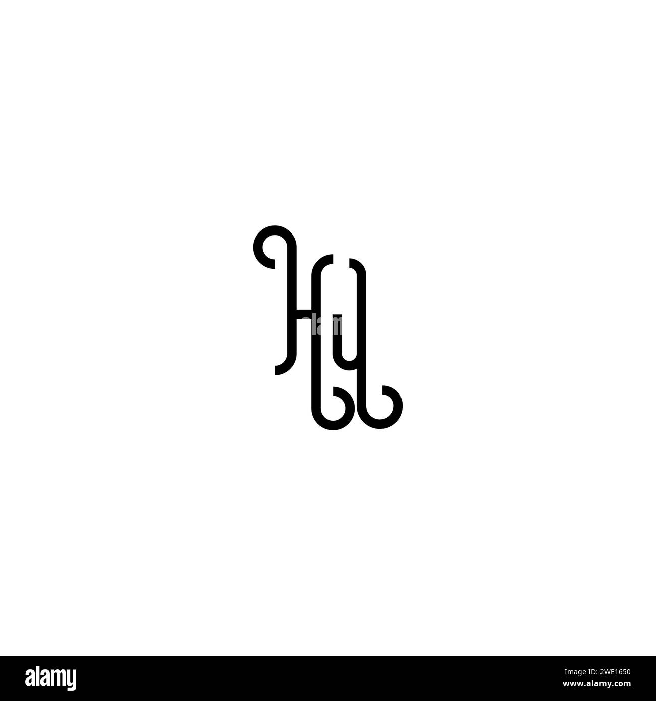 HJ simple curved concept initial logo design black and white background ...