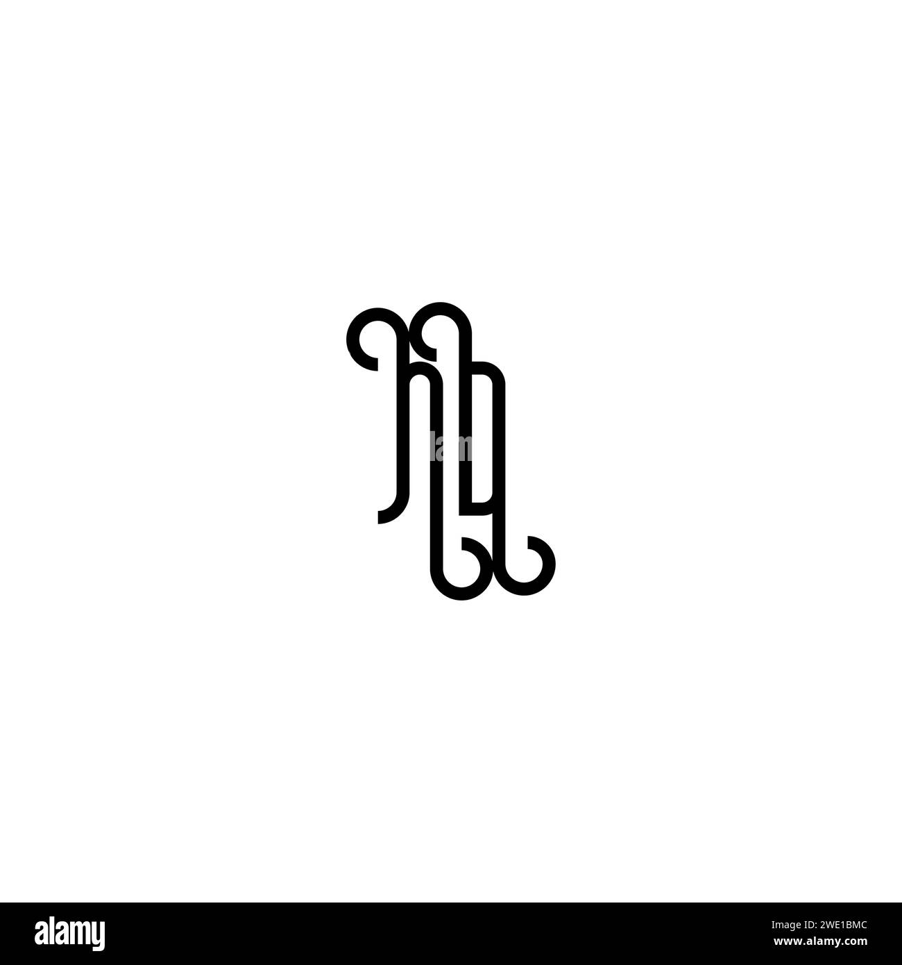 ND simple curved concept initial logo design black and white background ...