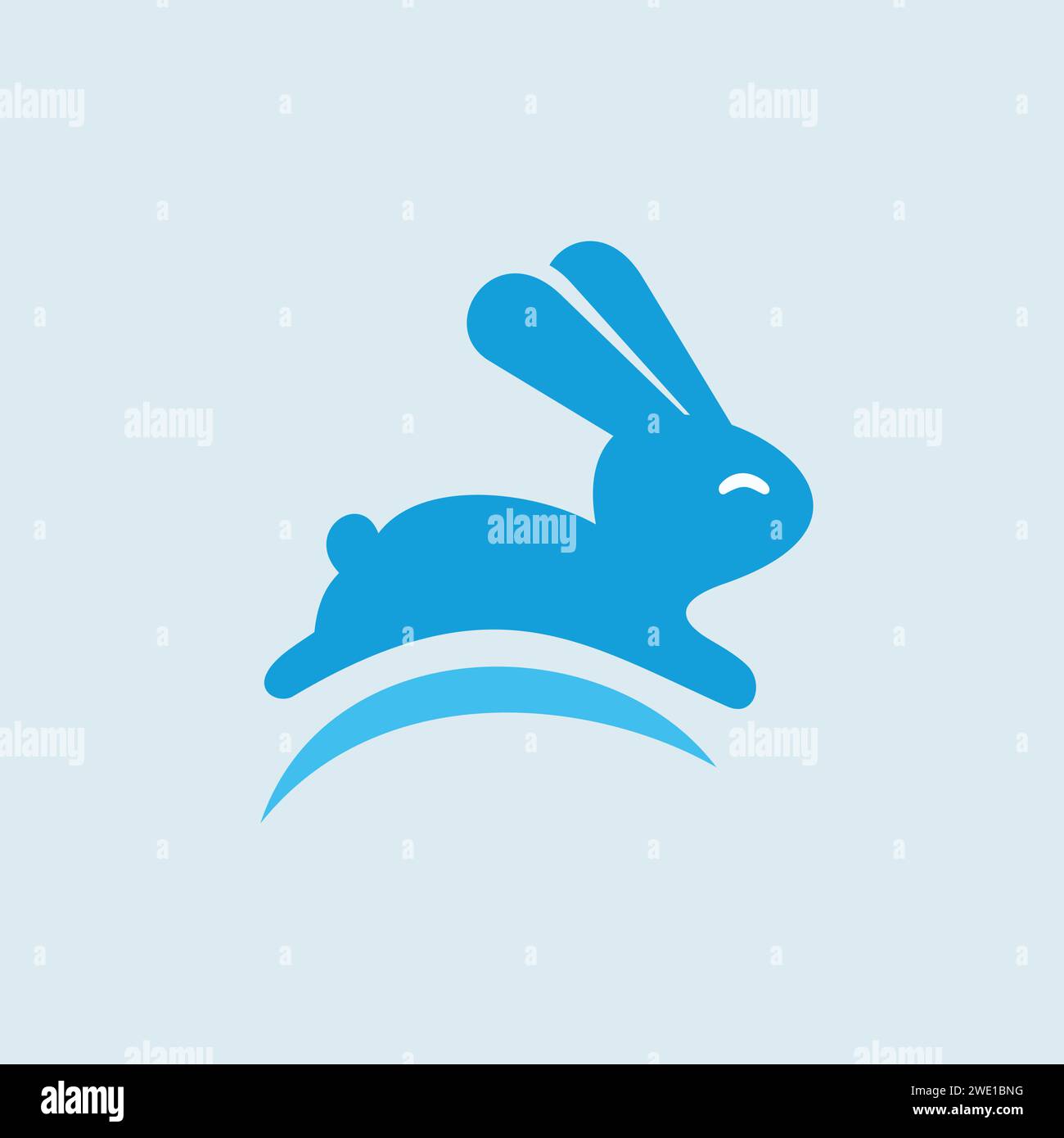 A logo with a cute and adorable bunny rabbit hopping happily and freely. Stock Vector