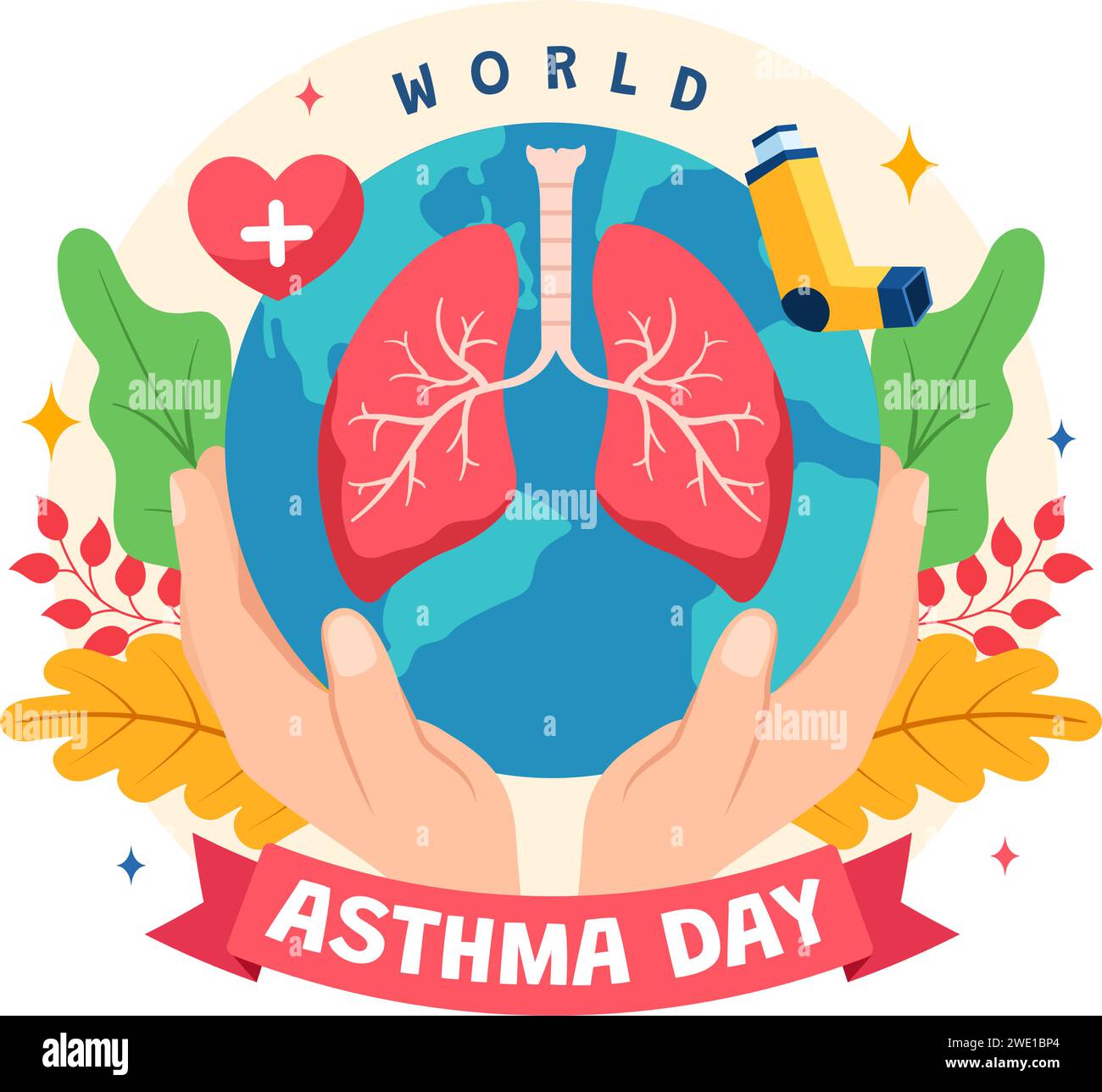 World Asthma Day Vector Illustration on May 2 with Inhaler, Medical