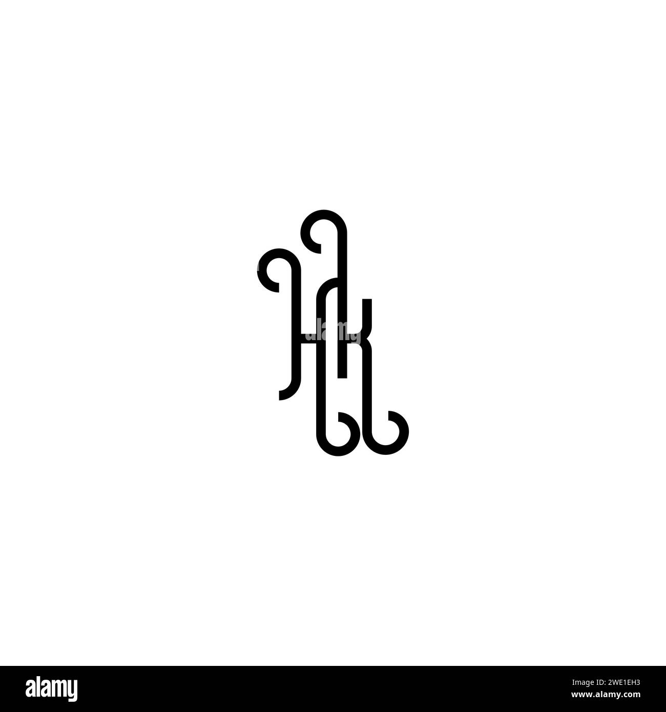 HK simple curved concept initial logo design black and white background ...
