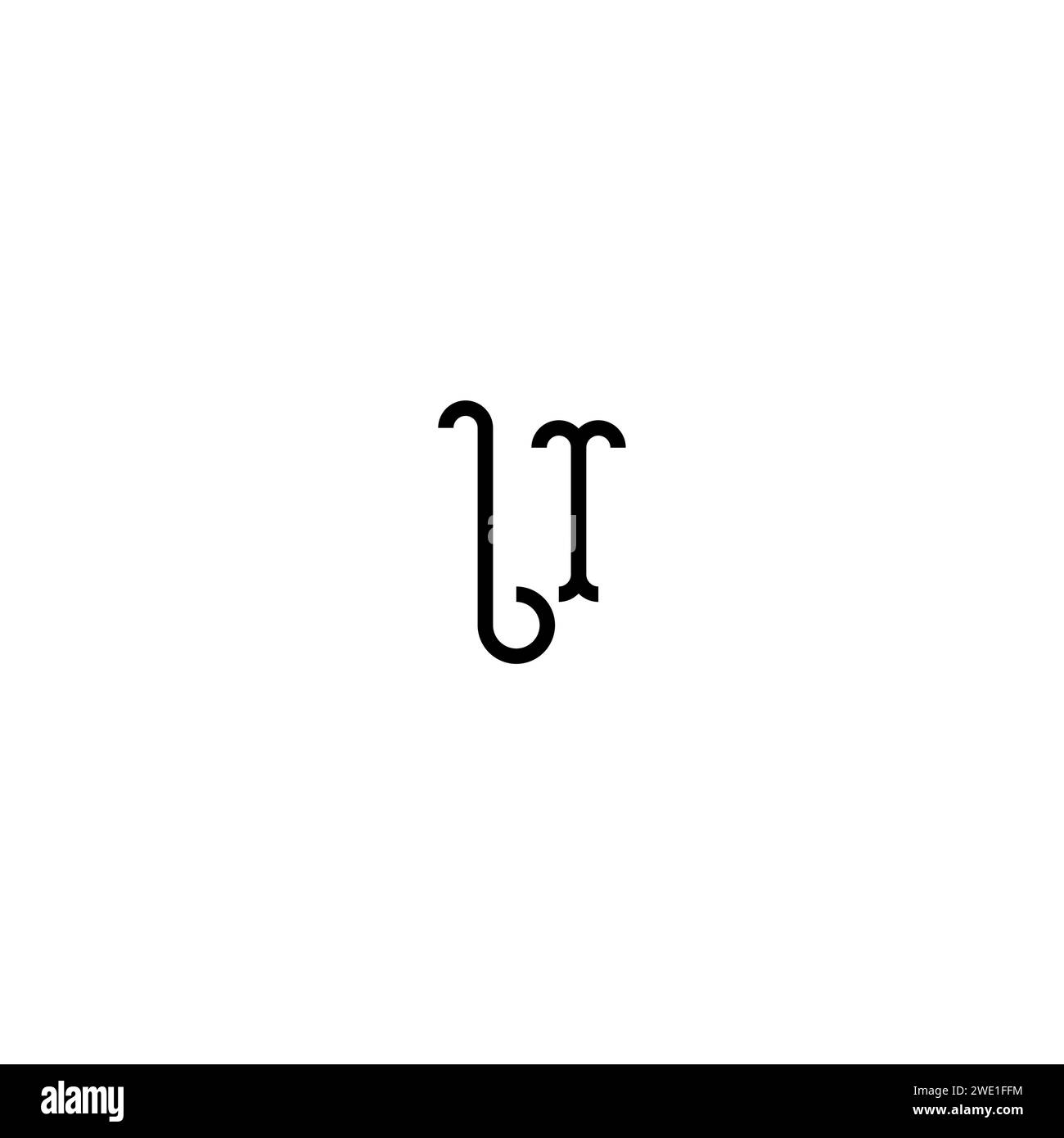 IT simple curved concept initial logo design black and white background ...