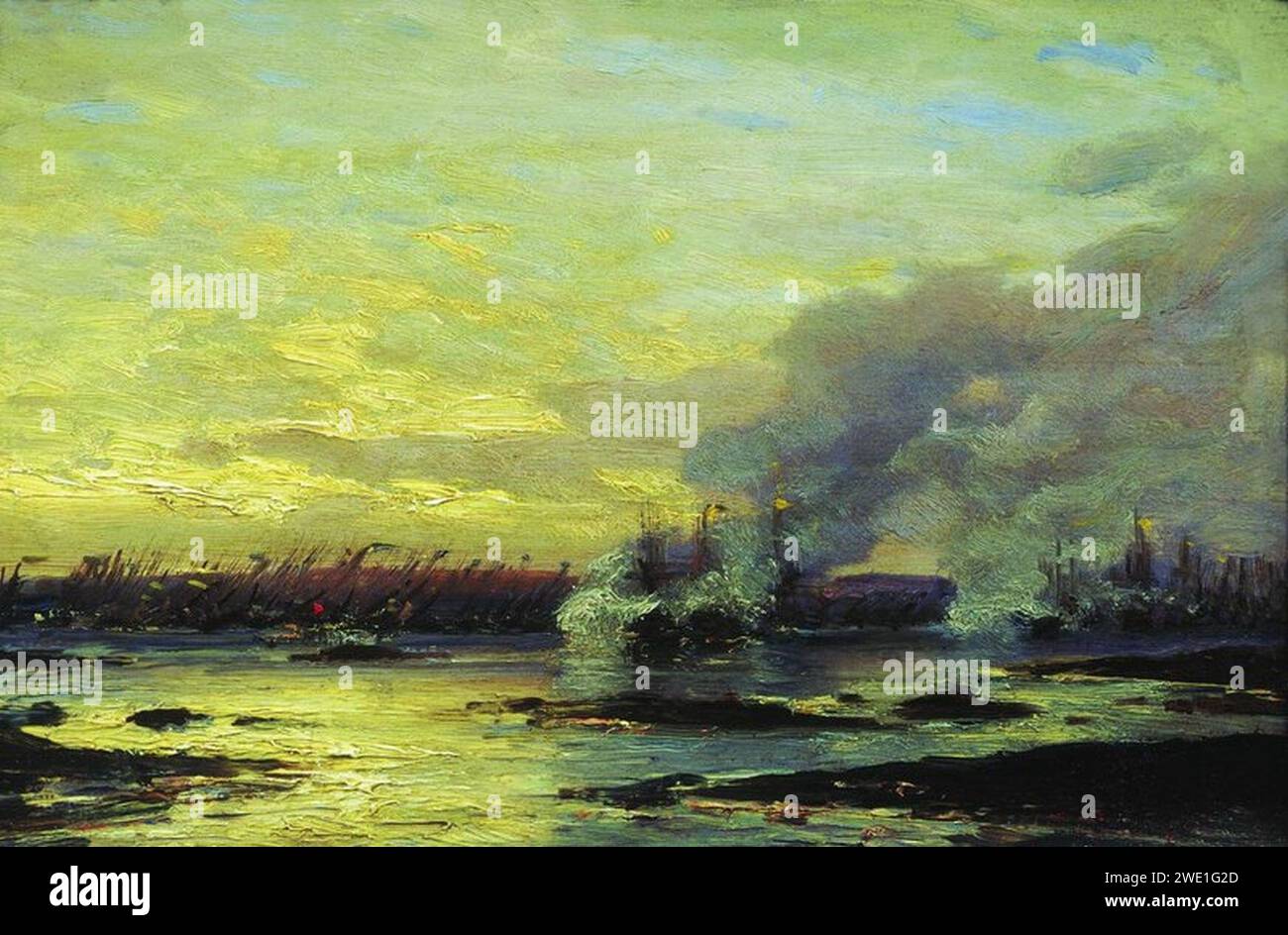 Alexei Bogoliubov - The Battle of Gangut, 1714. Stock Photo