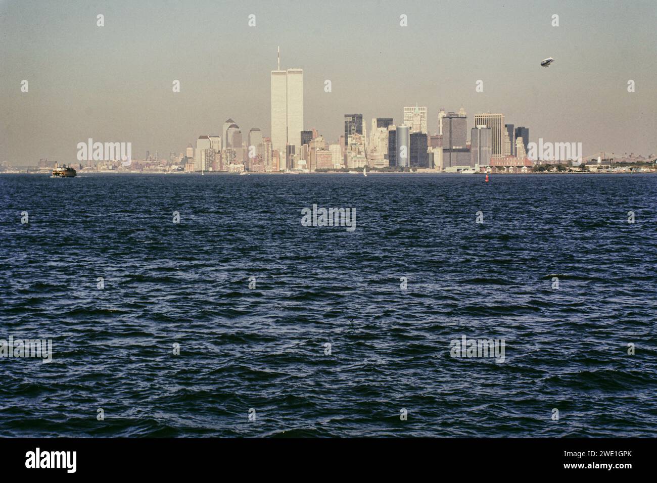 October 1990: The twin towers of the World Trade Center, Battery Park ...