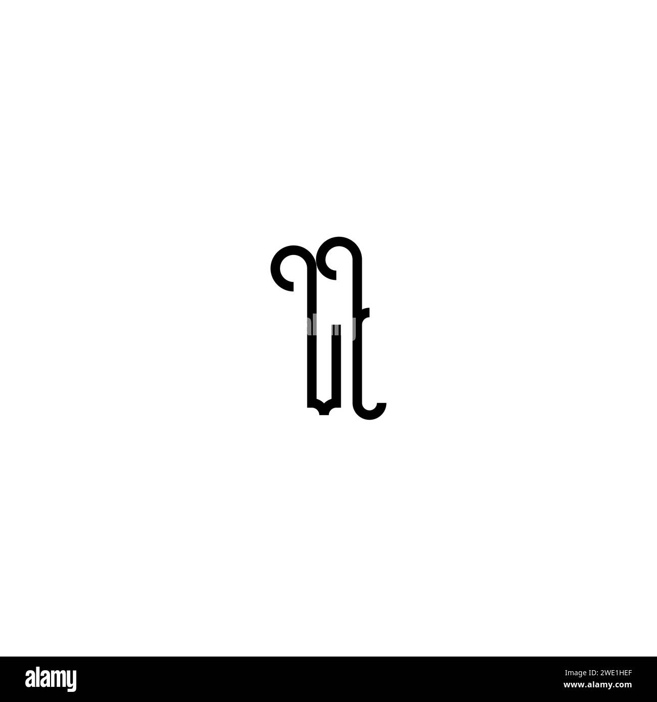 VL simple curved concept initial logo design black and white background ...