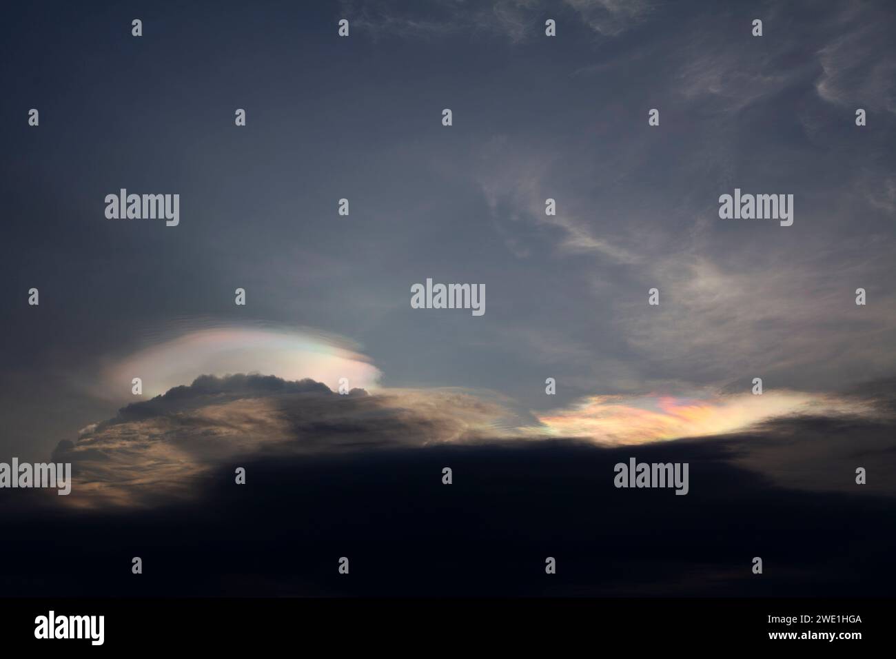 Rare cloud iridescence phenomenon in Malaysia Stock Photo