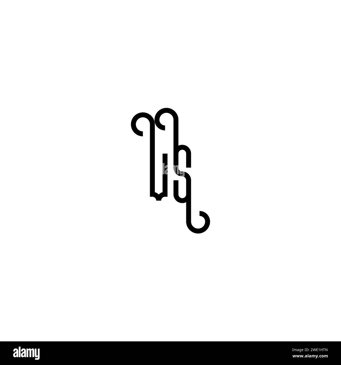VS simple curved concept initial logo design black and white background ...