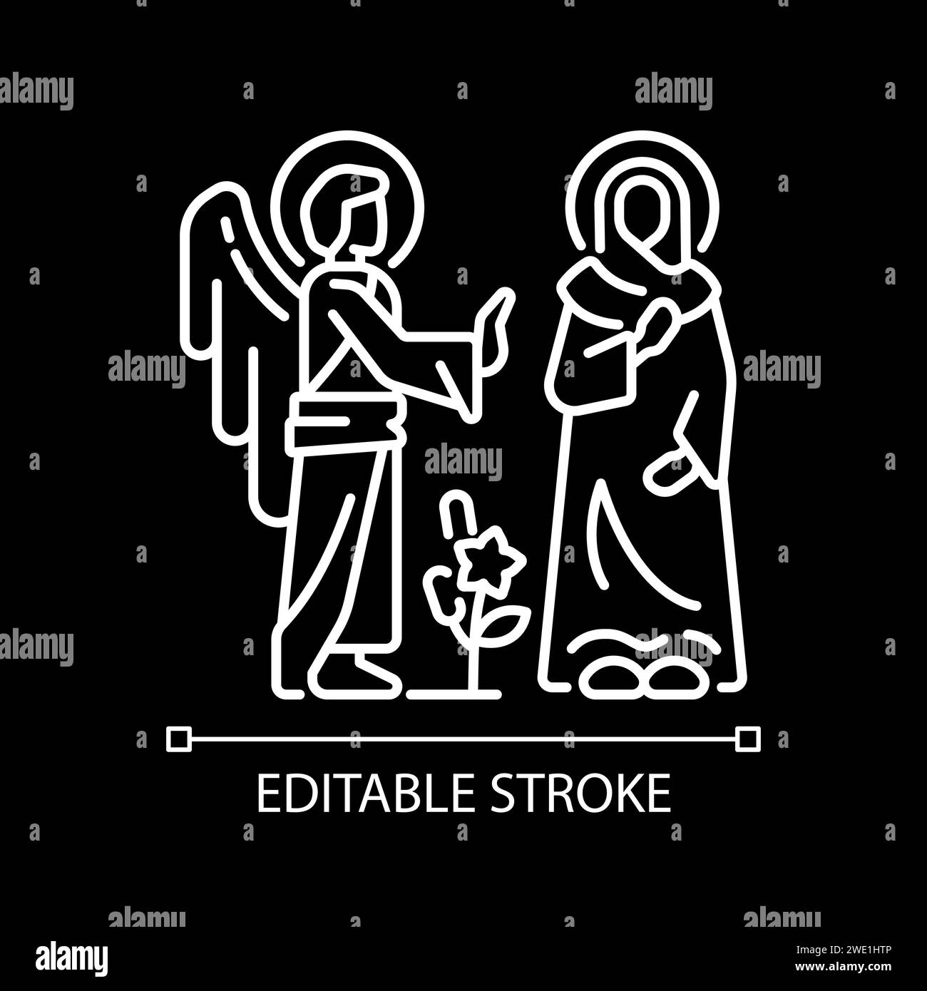 Annunciation white linear icon for dark theme Stock Vector