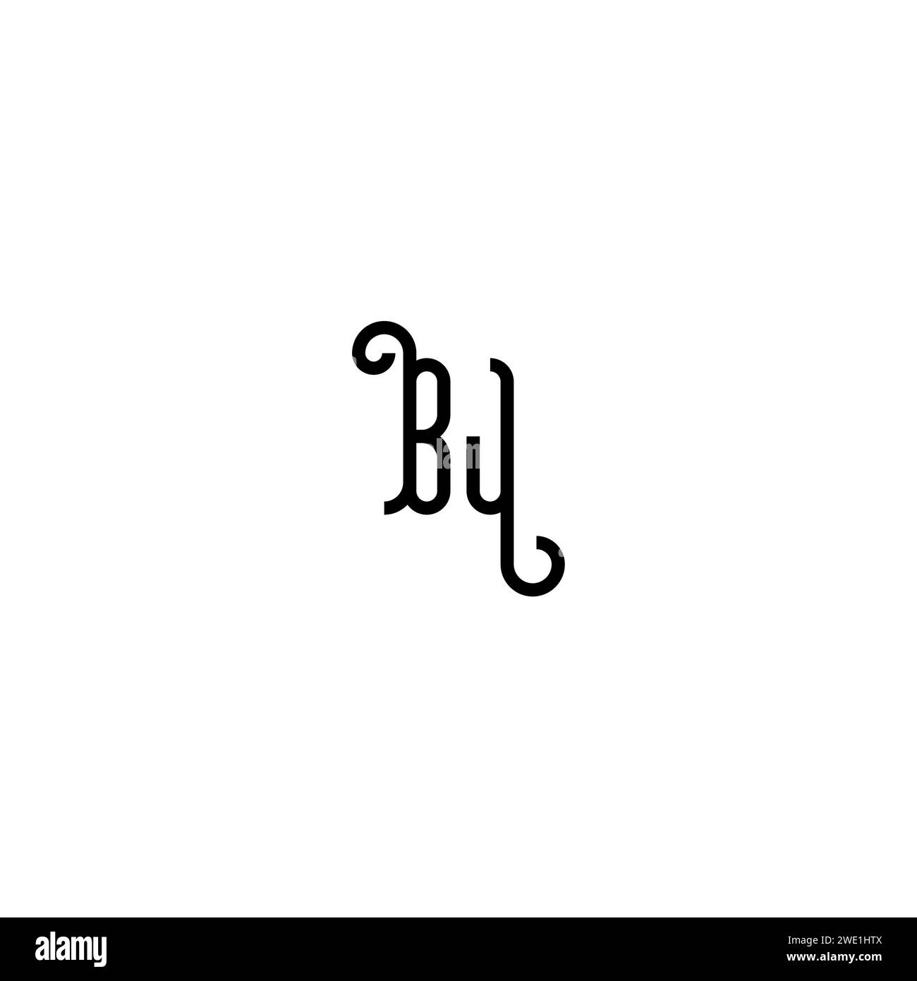 BJ simple curved concept initial logo design black and white background ...