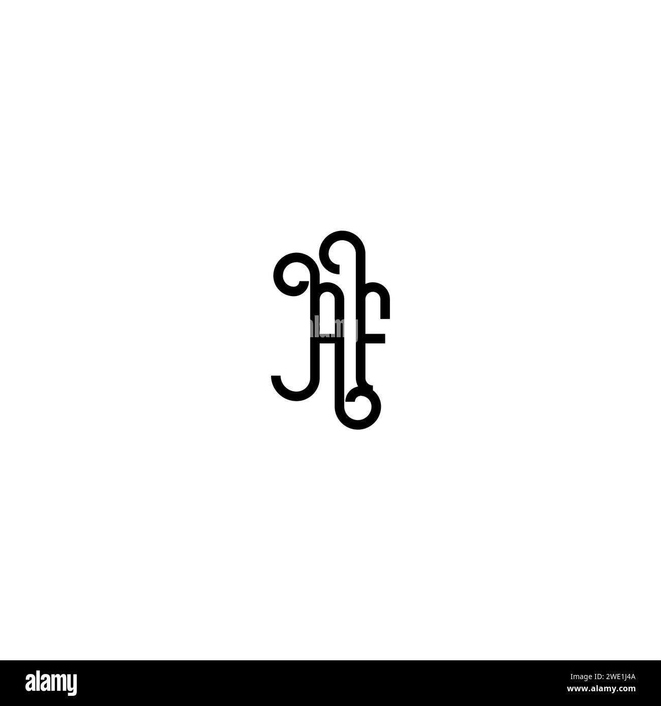 AF simple curved concept initial logo design black and white background ...