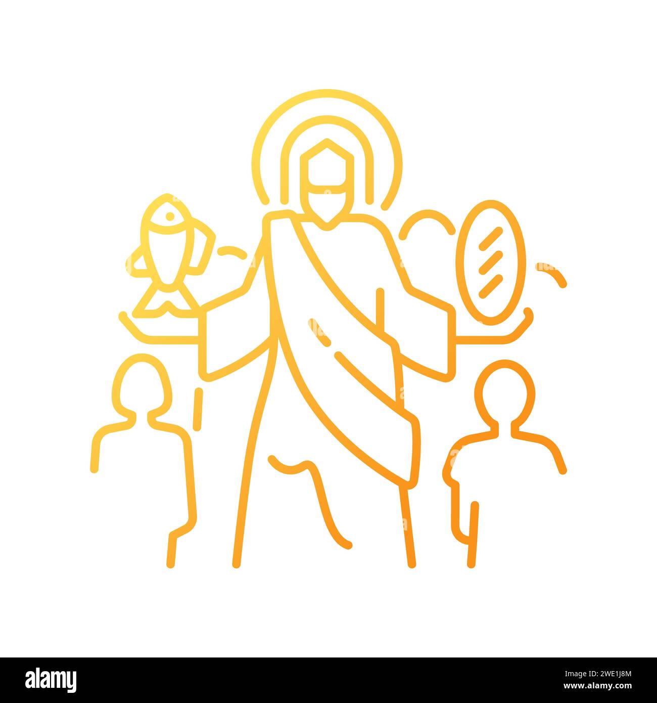 Feeding of five thousands gradient linear vector icon Stock Vector